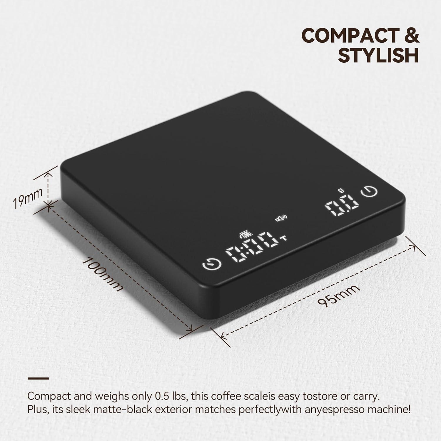 Mini Black Digital Coffee Scale with Timer and High Precision