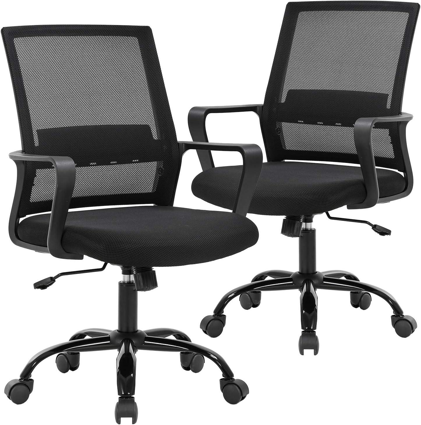 PayLessHere Ergonomic Mesh Computer Office Desk Midback Task Chair w/Metal Base Set of 2
