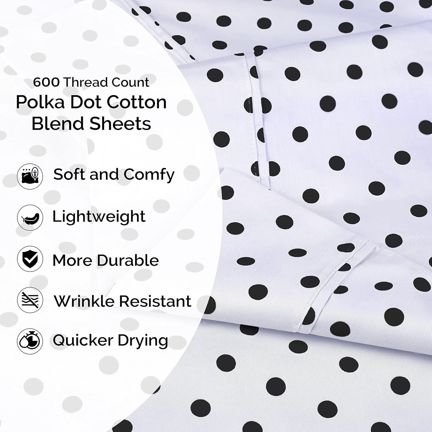 Superior Impressions Polka Dots 600 TC Cotton Poly Blend Deep Pocket Bed Sheet Set