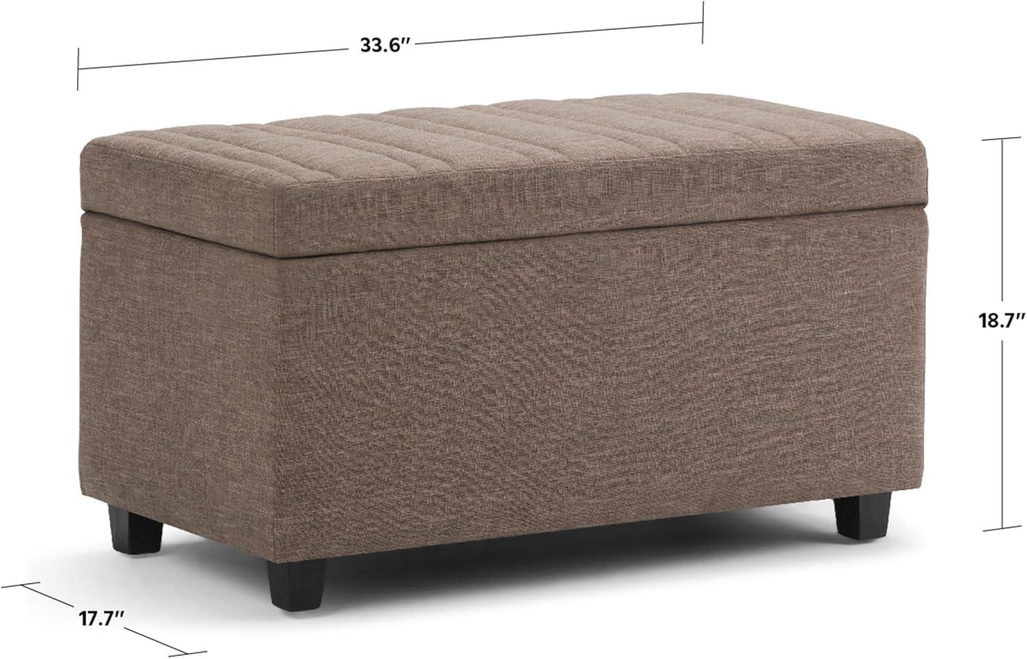 Simpli Home Darcy Storage Ottoman Bench In Fawn Brown Linen Look Fabric