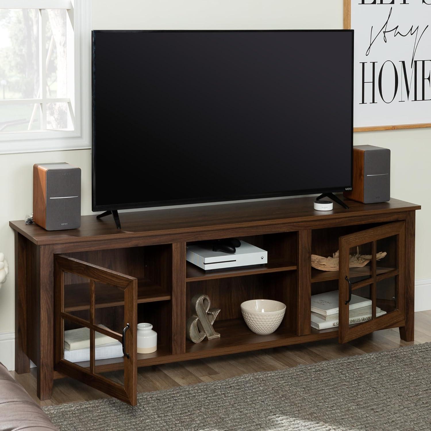 Walker Edison Modern Farmhouse TV Stand for TVs Up to 78", Dark Walnut