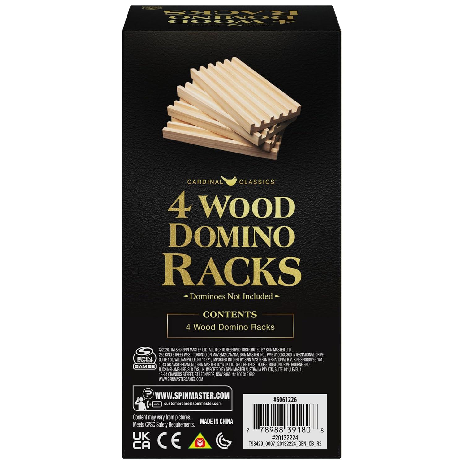 Wood Domino Racks, Set of 4 Trays for Mexican Train and other Dominoes Games, for Families and Kids Ages 8 and up