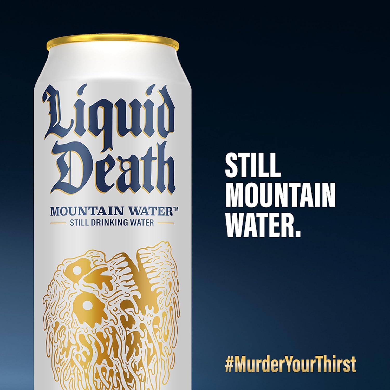Liquid Death, Still Mountain Water, 8-Pack (19.2oz Cans), Real Mountain Source, Infinitely Recyclable Cans
