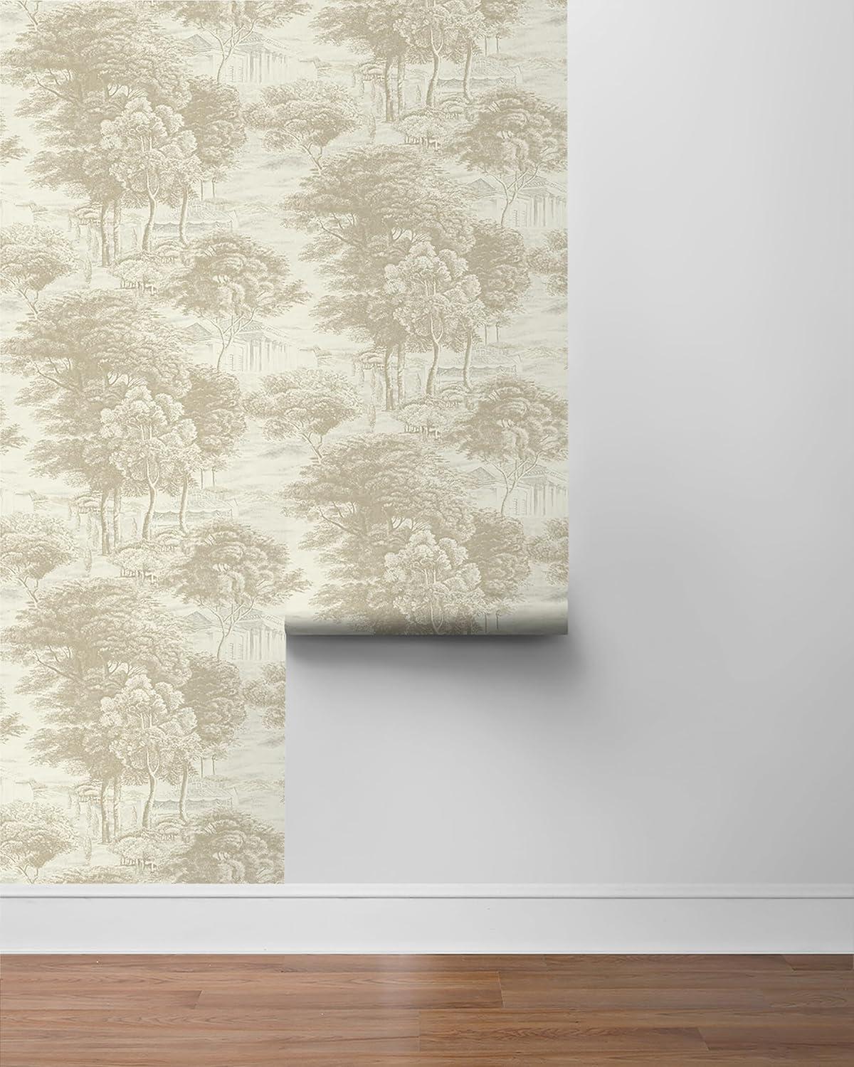 Linen Botanical Peel and Stick Wallpaper, 20.5" x 216"