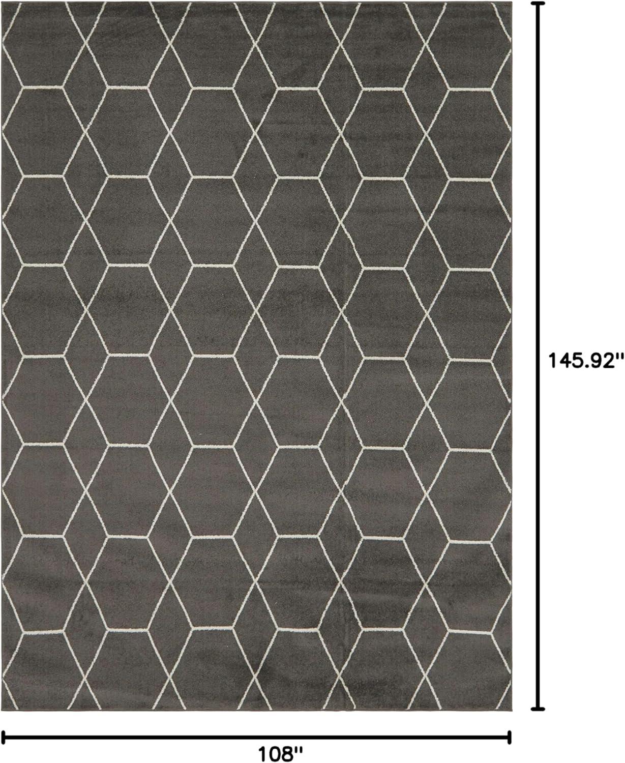 Unique Loom 9' 0 x 12' 0 Trellis Frieze Geometric Dark Gray Area Rug