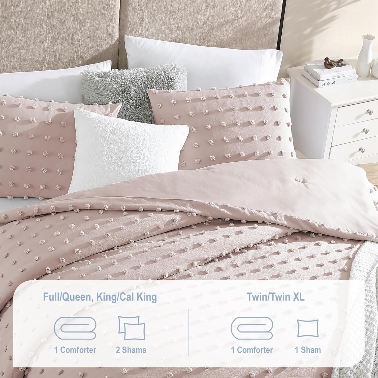 Swift Home Pom Pom Jaquard Microfiber 3-Piece Comforter Set