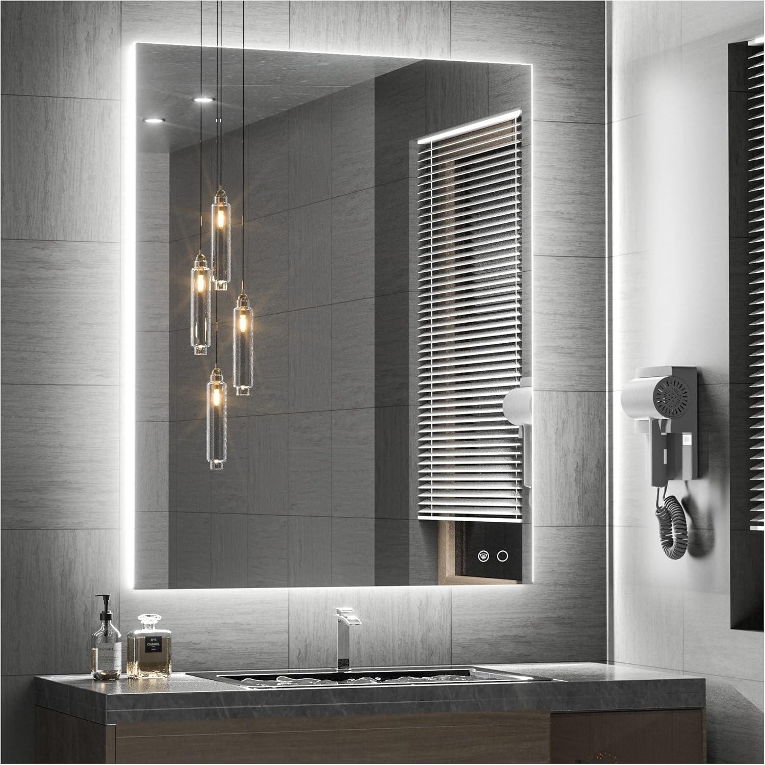 Keonjinn 36 x 28 inch Bathroom LED Mirror Backlit Wall Mounted Makeup Mirror Anti-Fog Vanity Mirror with Lights (Horizontal/Vertical)