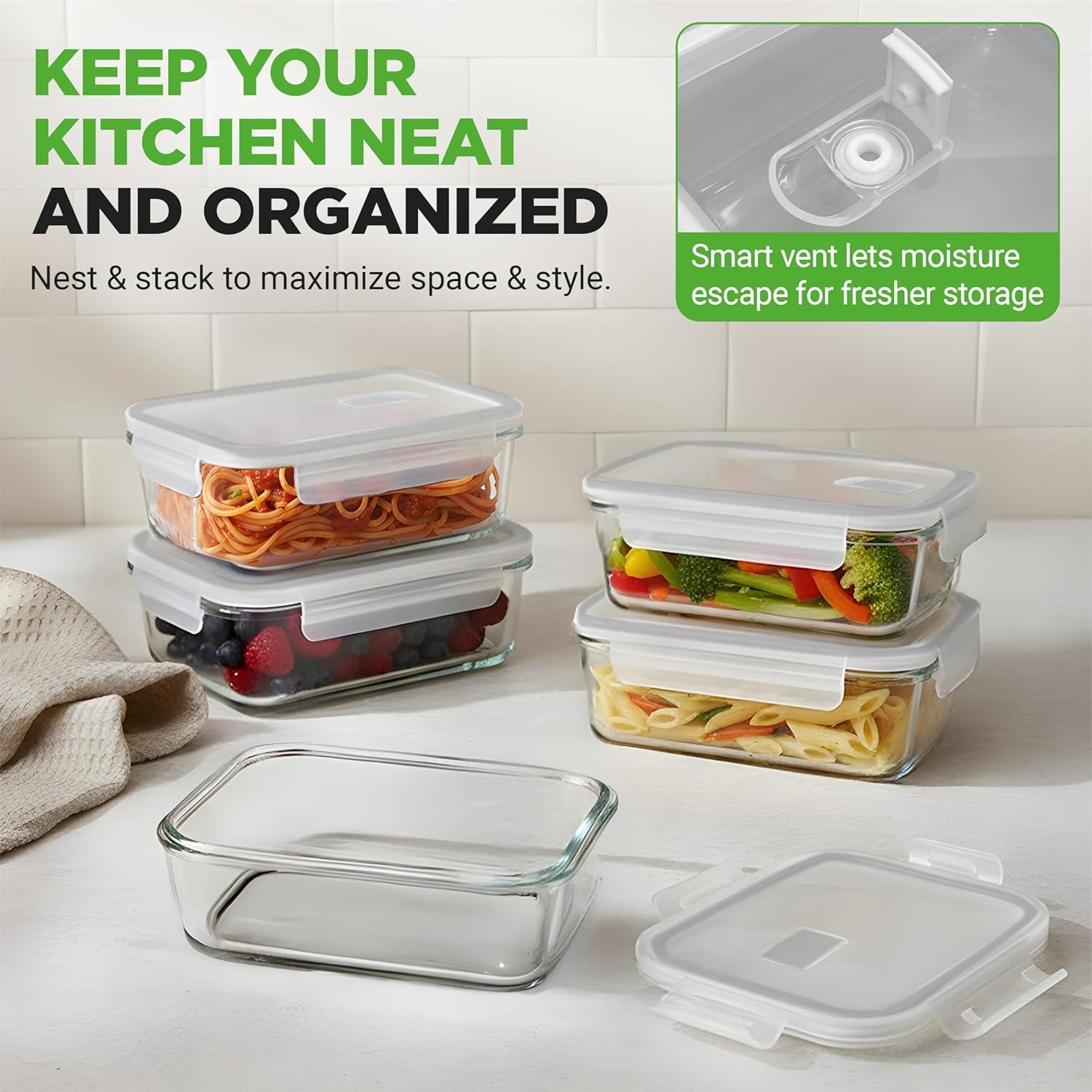 NutriChef 30oz. Glass Food Storage Container