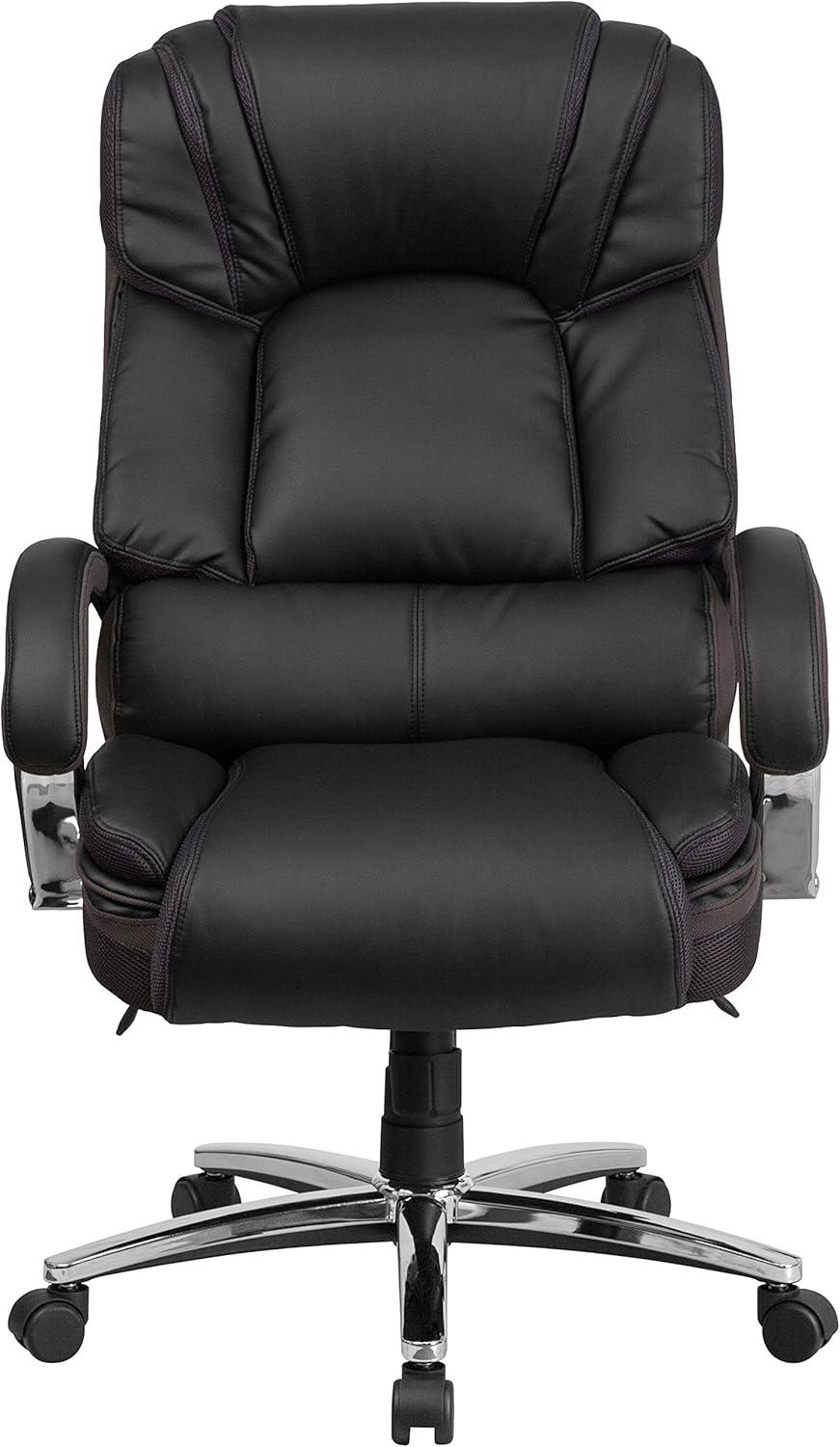 Flash Furniture HERCULES Series Big & Tall 500 lb. Rated Black LeatherSoft Executive Swivel Ergonomic Office Chair with Chrome Base and Arms