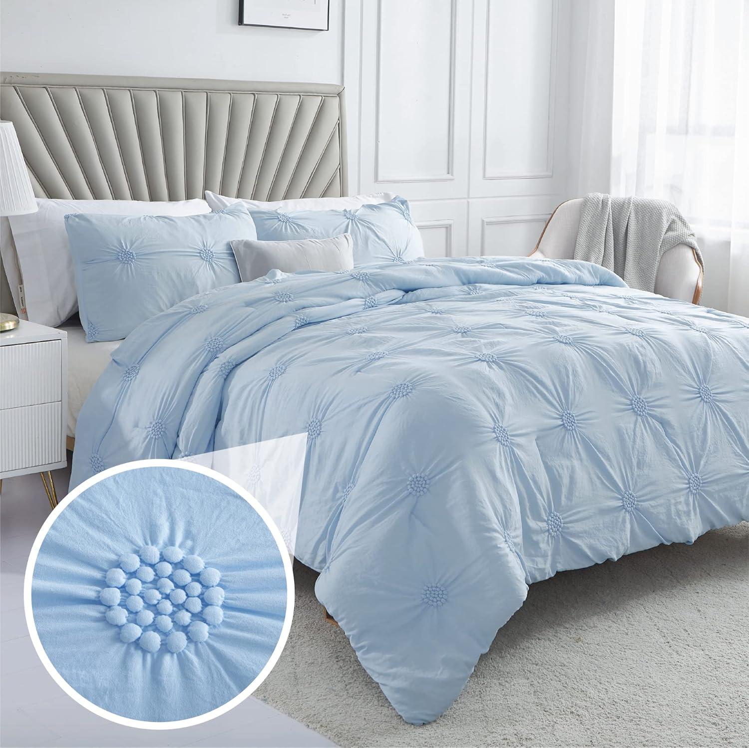 Swift Home Supreme Microfiber Floral Pintuck Microfiber 3-Piece Comforter Set