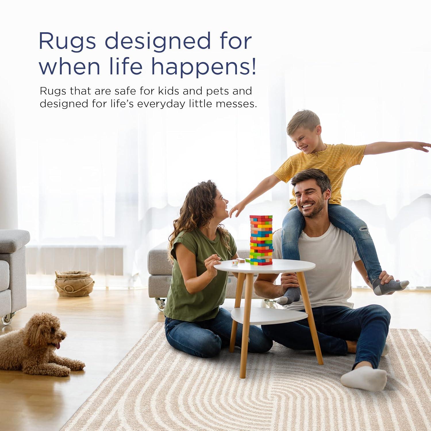 Abani Area Rug for Living Room -Nuevo 5' x 8' Beige Arch Pattern Area Rug, Soft and Durable Living Room Rug, Stain and Fade Resistant, Chic Modern Design, Pet & Kid Friendly