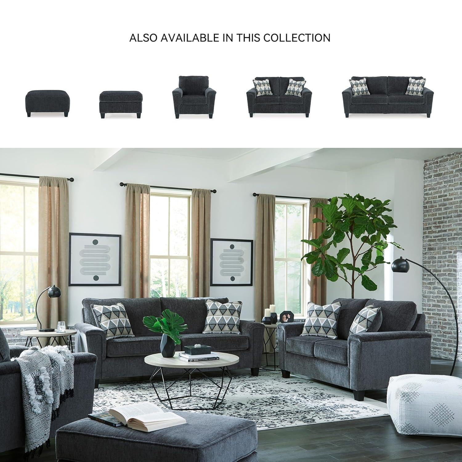 Signature Design by Ashley Contemporary Abinger Oversized Accent Ottoman Chenille Smoke
