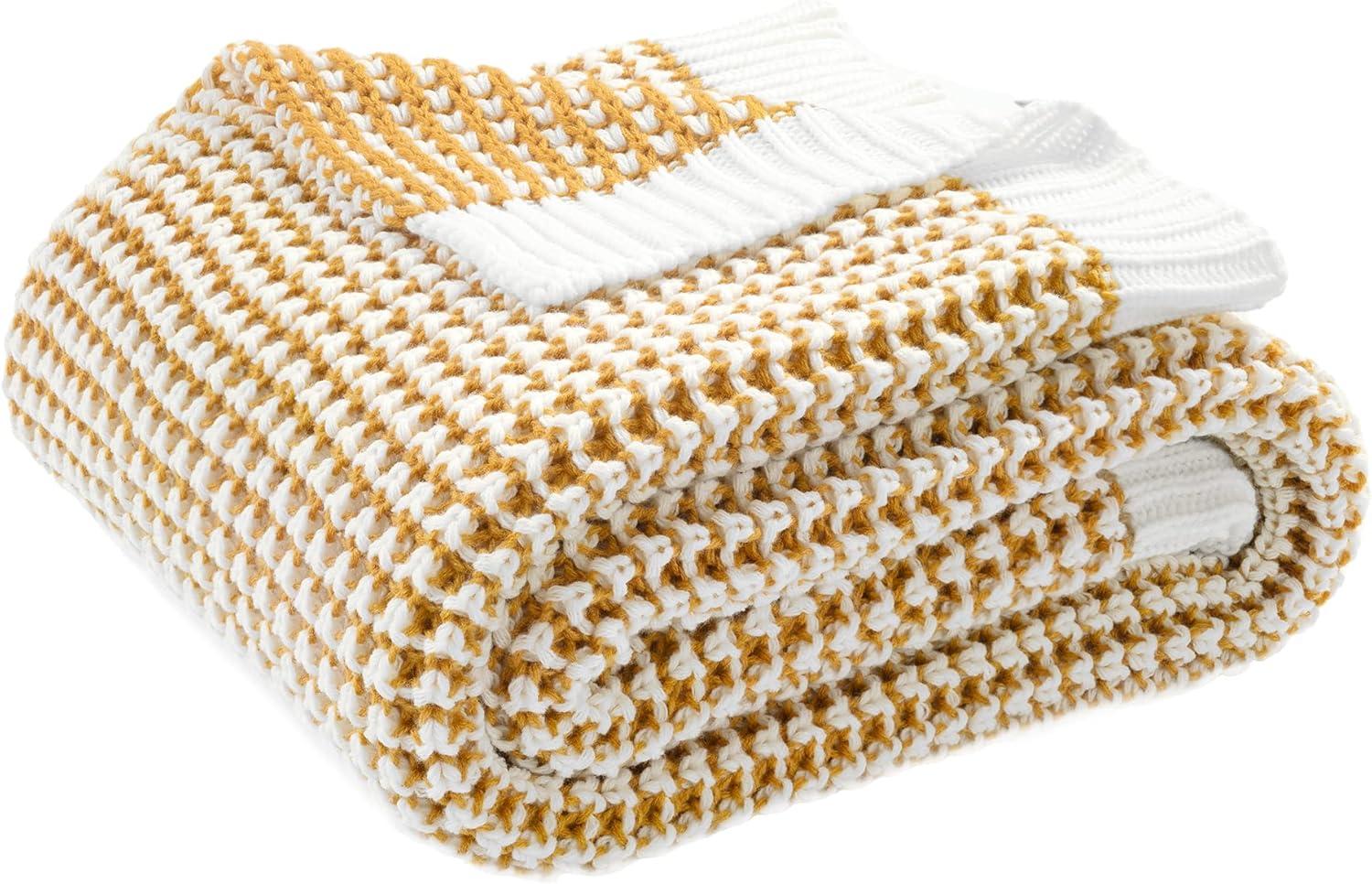 Chic And Soft Knitted Throw Yellow Single 50x60