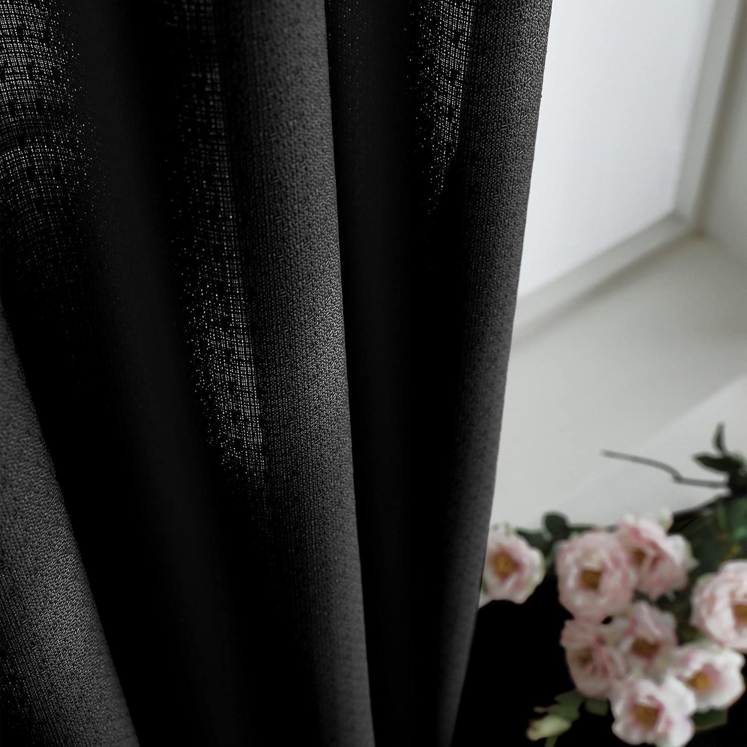 Black 84-Inch Room Darkening Grommet Top Curtains