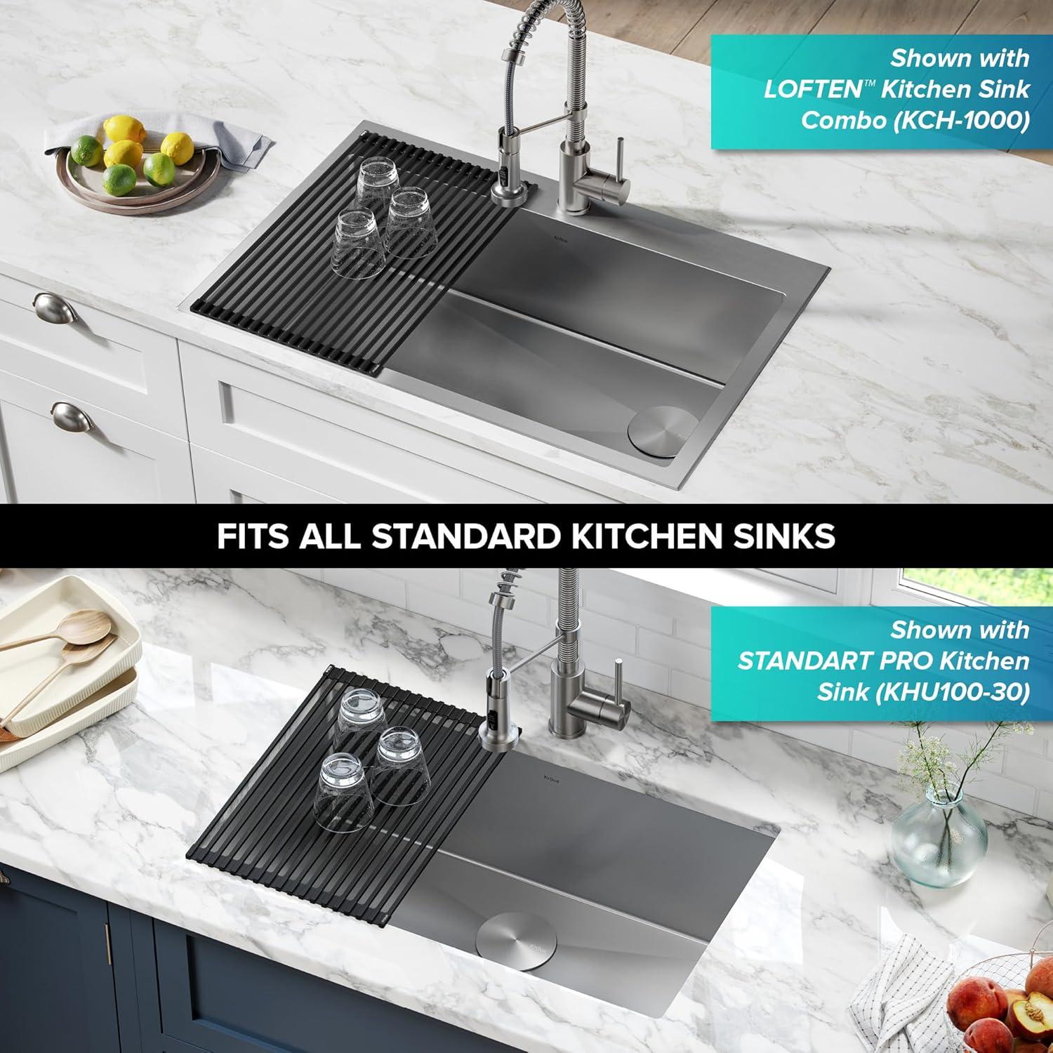 Jet Black Stainless Steel Foldable Over-Sink Dish Drying Rack