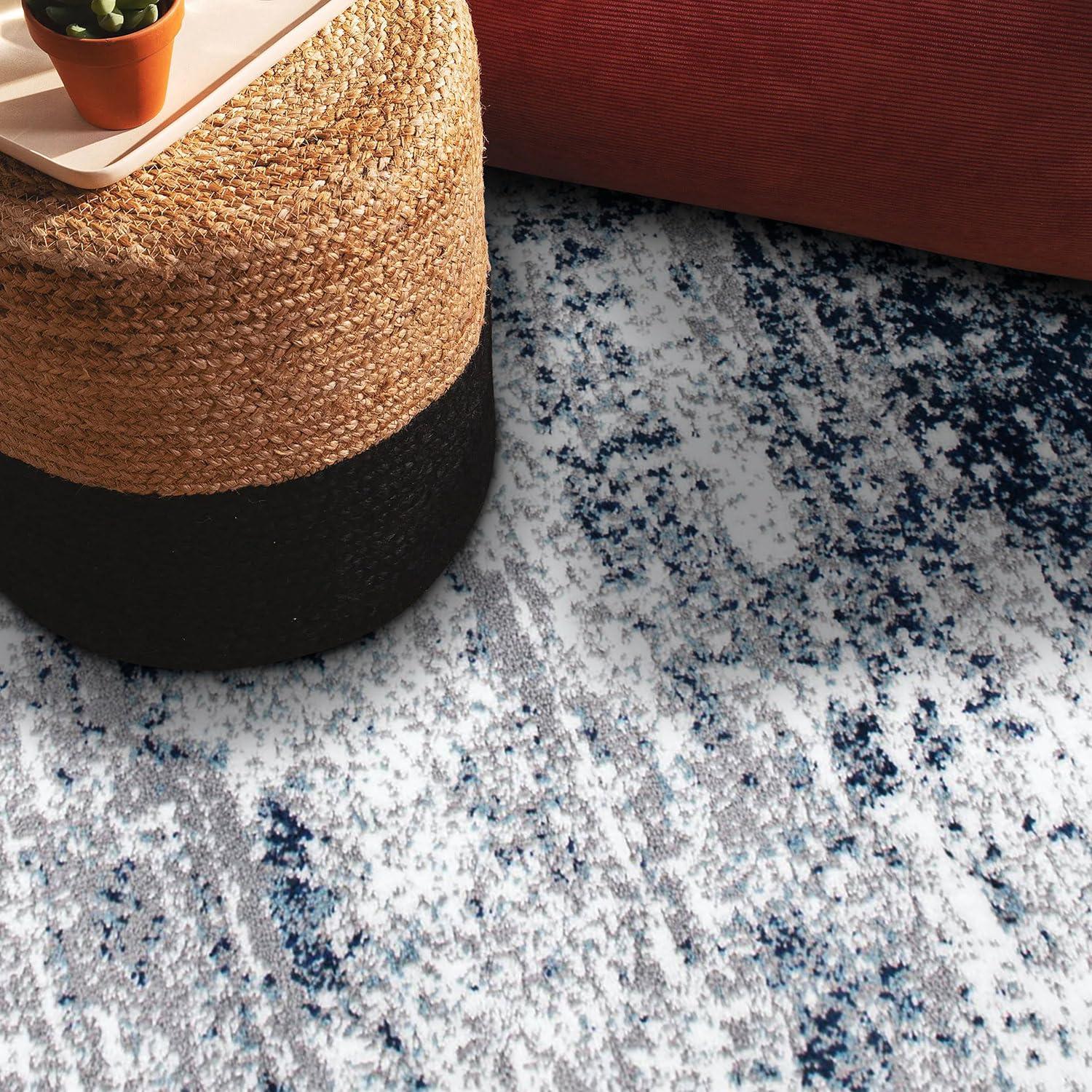 World Rug Gallery Distressed Abstract Blue 2' x 3' Area Rug