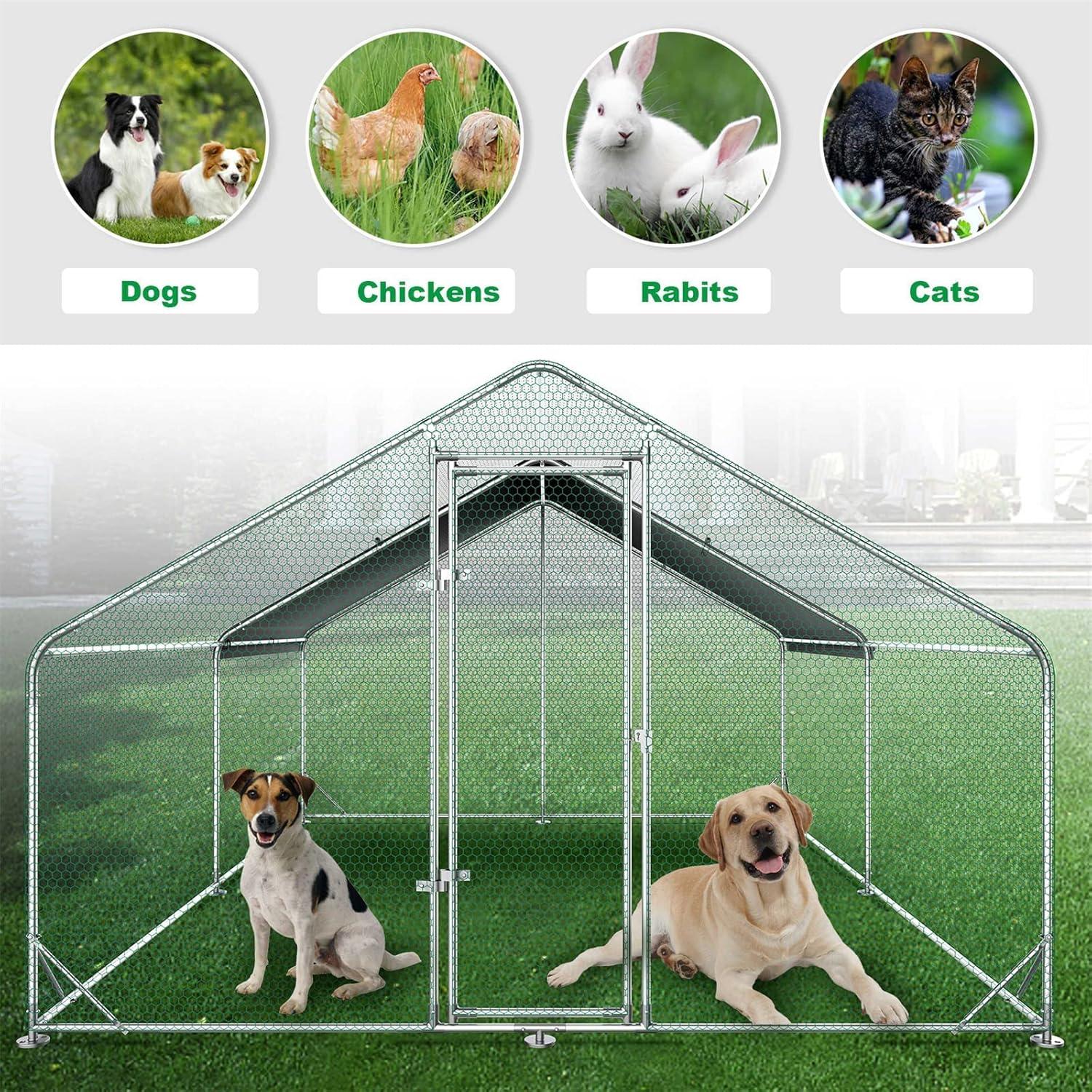 Large Metal Chicken Coop with Waterproof Cover