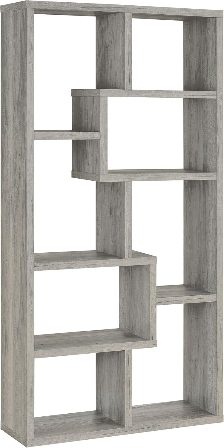 70.75" Theo 8 Shelf Bookcase Gray Driftwood - Coaster