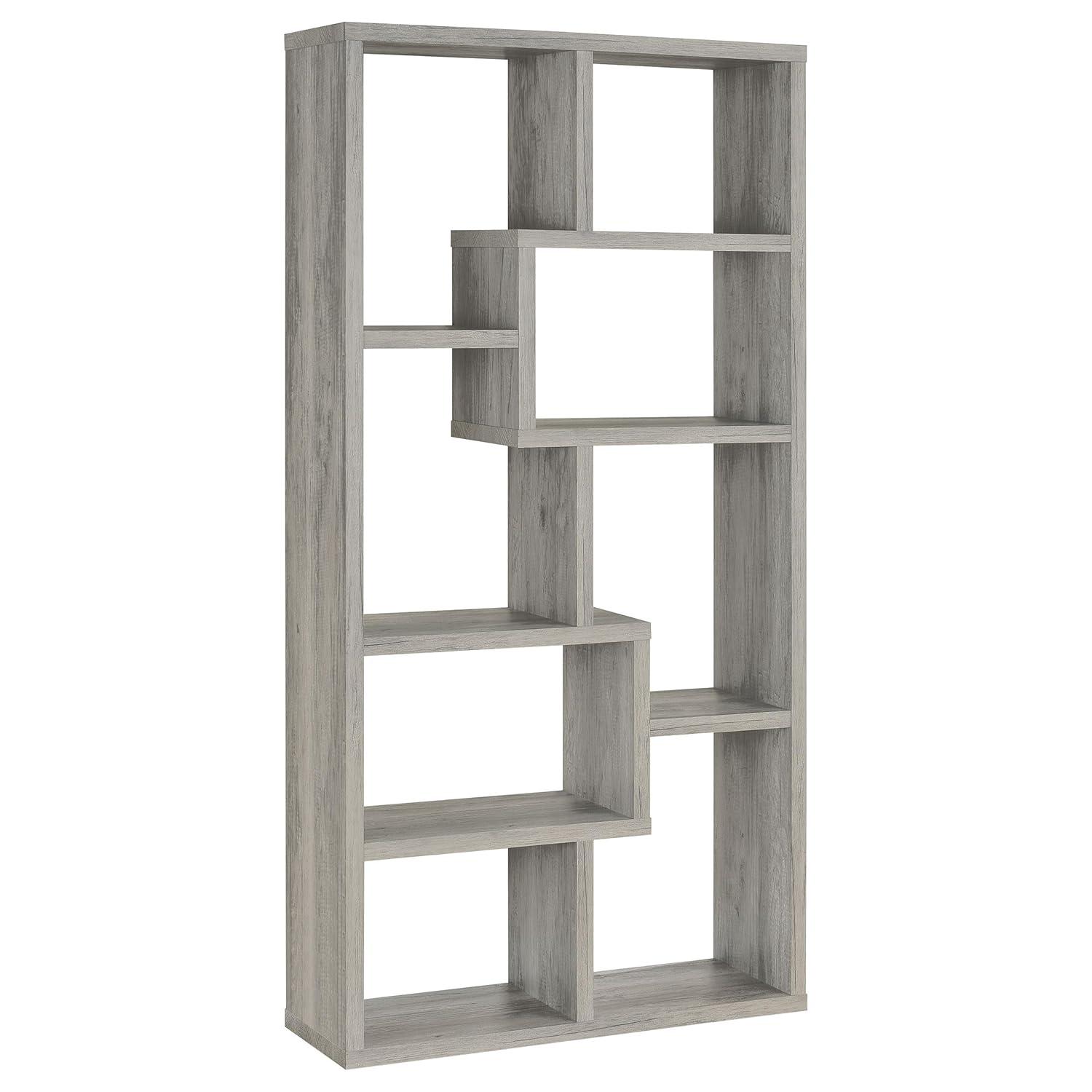 70.75" Theo 8 Shelf Bookcase Gray Driftwood - Coaster