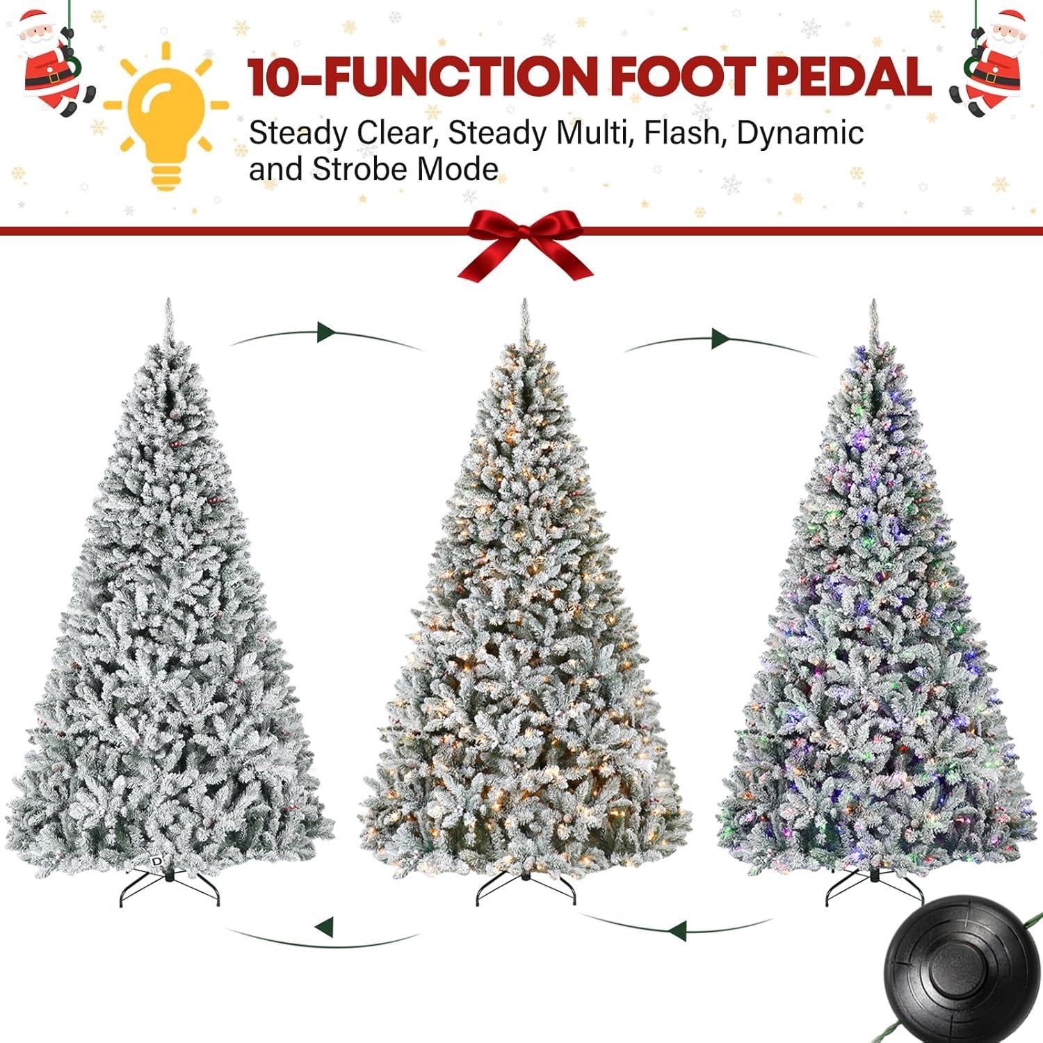 Home Accents Holiday 6.5 Ft. Pre-Lit LED Festive Pine Flocked Artificial Christmas Tree