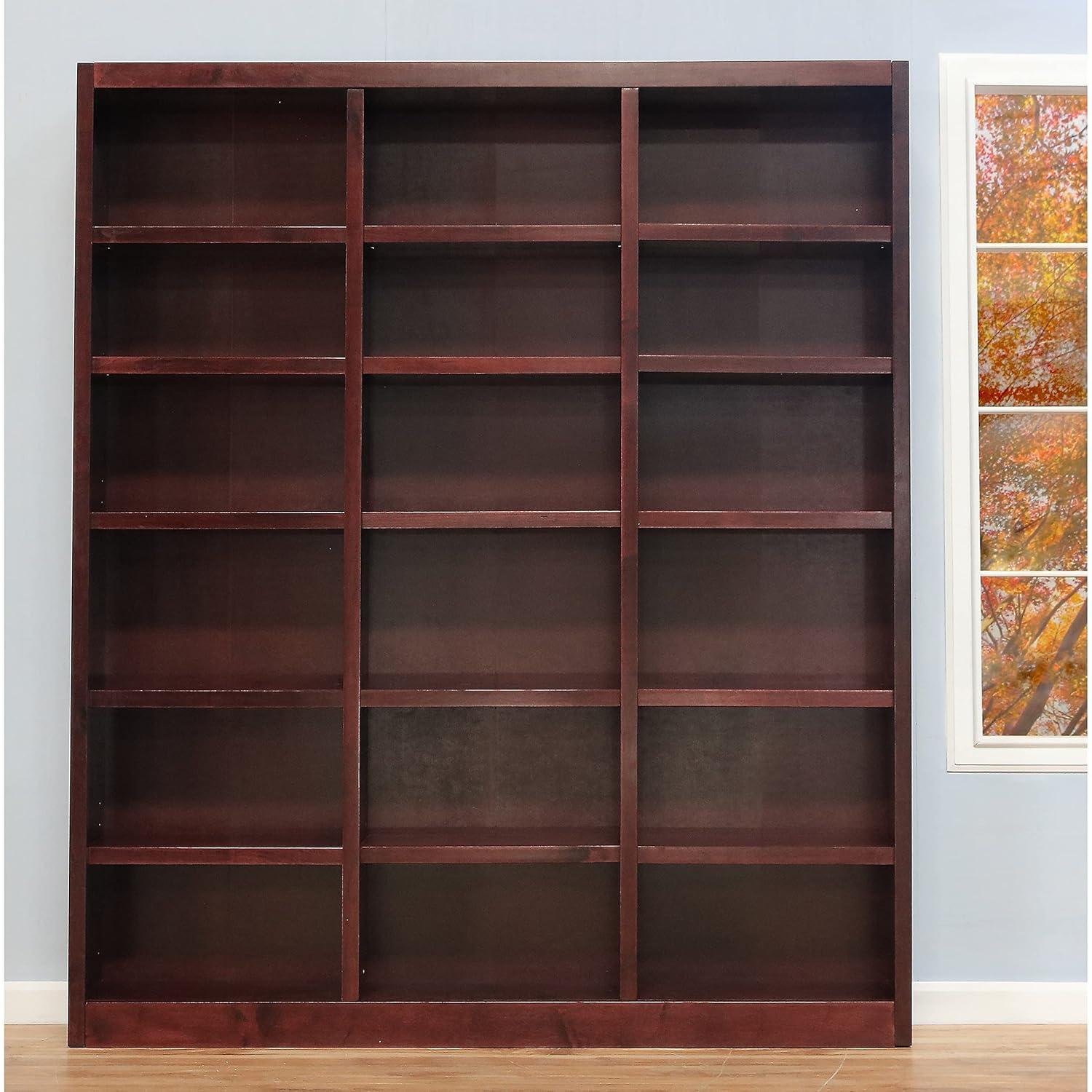 Winston Porter Aliette Triple Wide Wood Bookcase, 18 Bookshelf, 84 inch Tall Storage and Display Bookshelf for Home Office and Living Room