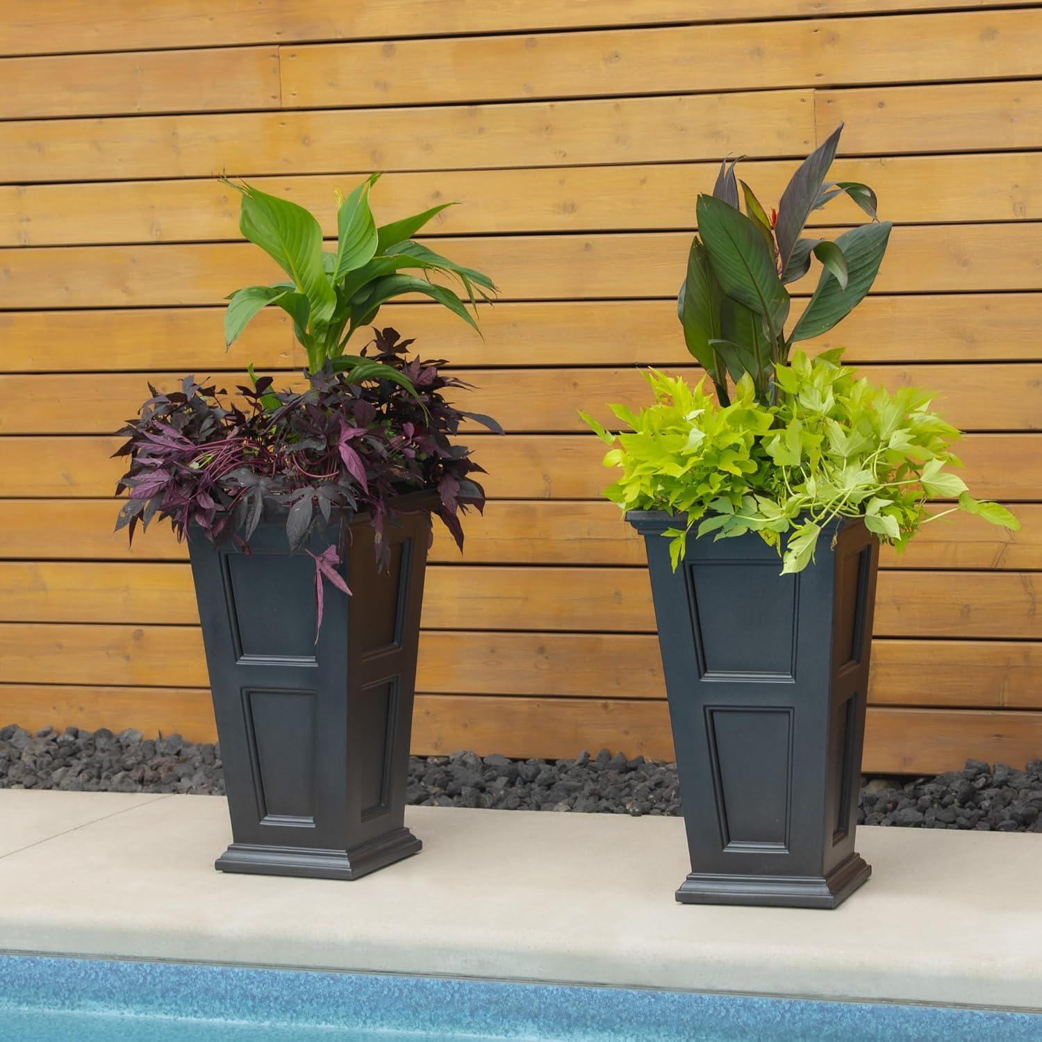 Fairfield Black Polyethylene Tall Self-Watering Planter Set