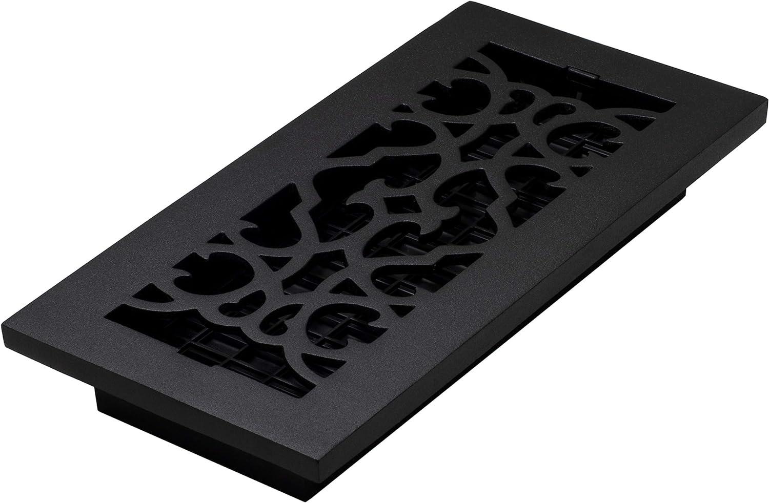 Decor Grates AC410-BLK Victorian Floor Register, 4 x 10, Cast Iron Black