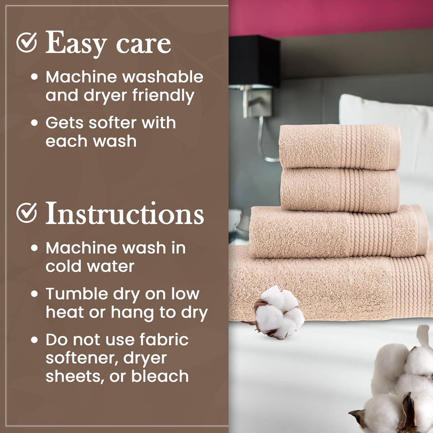 HALLEY Turkish Bath Towels Set - 2 Pack Bathroom Set, Ultra Soft, Machine Washable, Highly Absorbent, 100% Cotton - Luxury Spa Quality - Brown