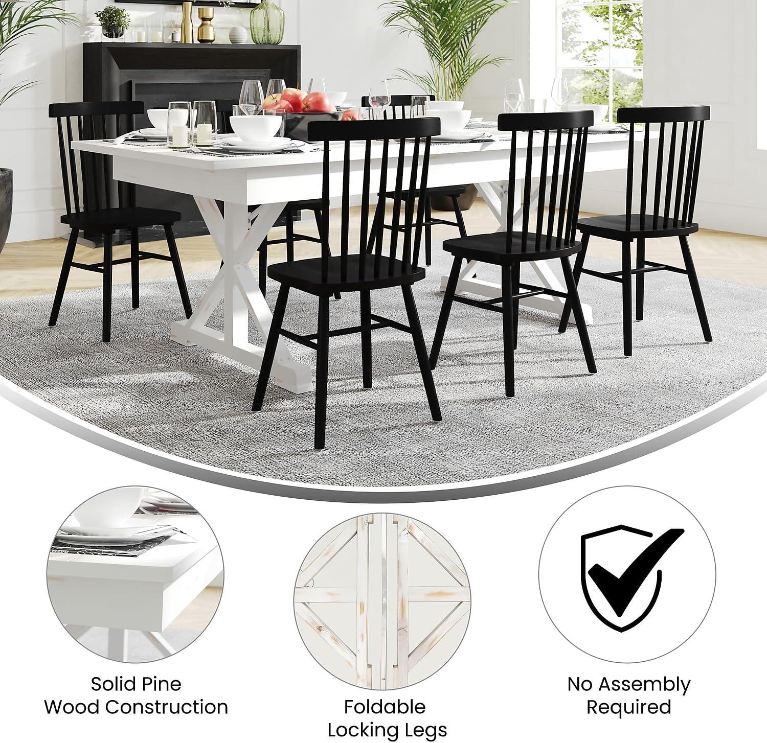 Flash Furniture Eternity Rectangular Solid Pine Farm Dining Table with Folding X-Style Legs