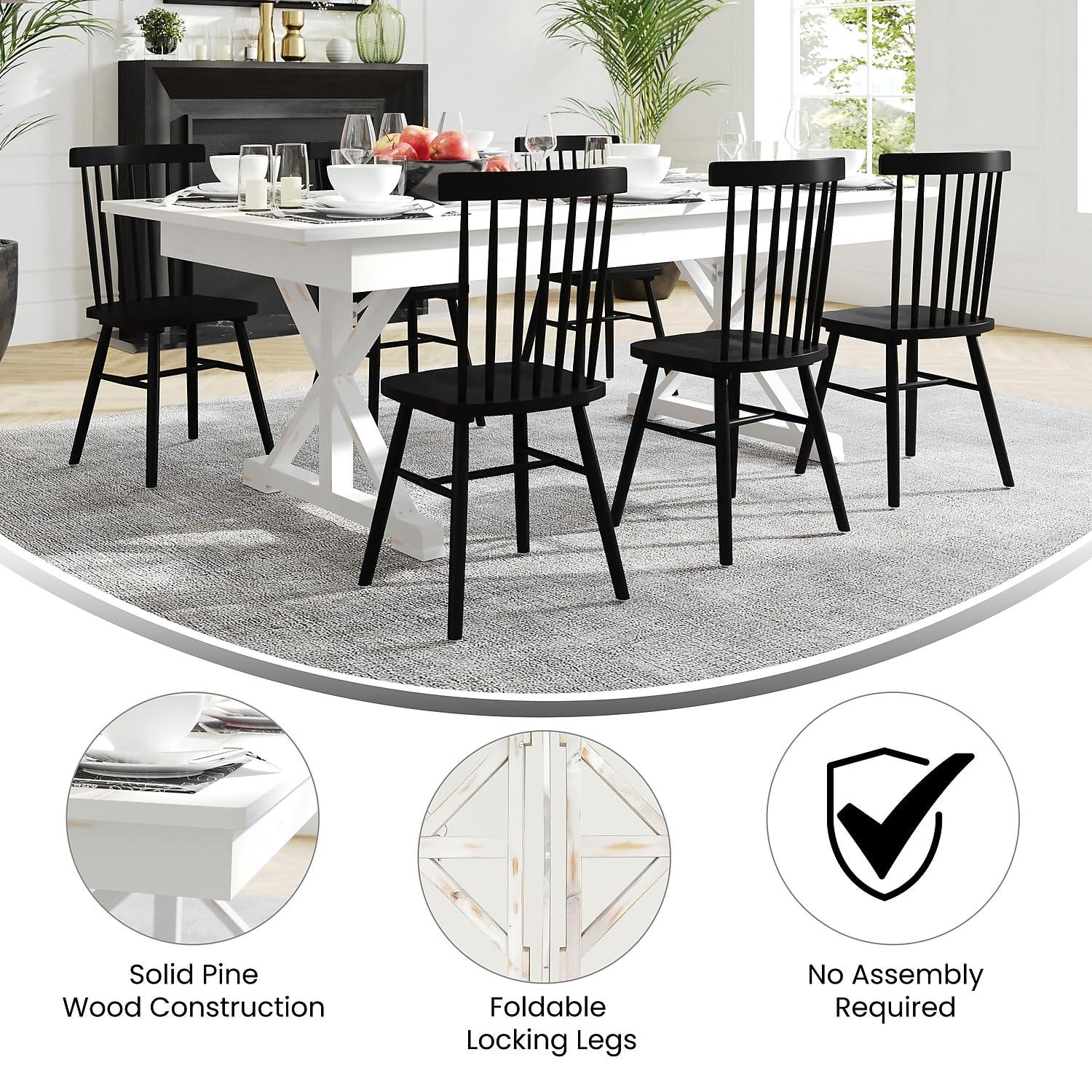 Flash Furniture Eternity Rectangular Solid Pine Farm Dining Table with Folding X-Style Legs