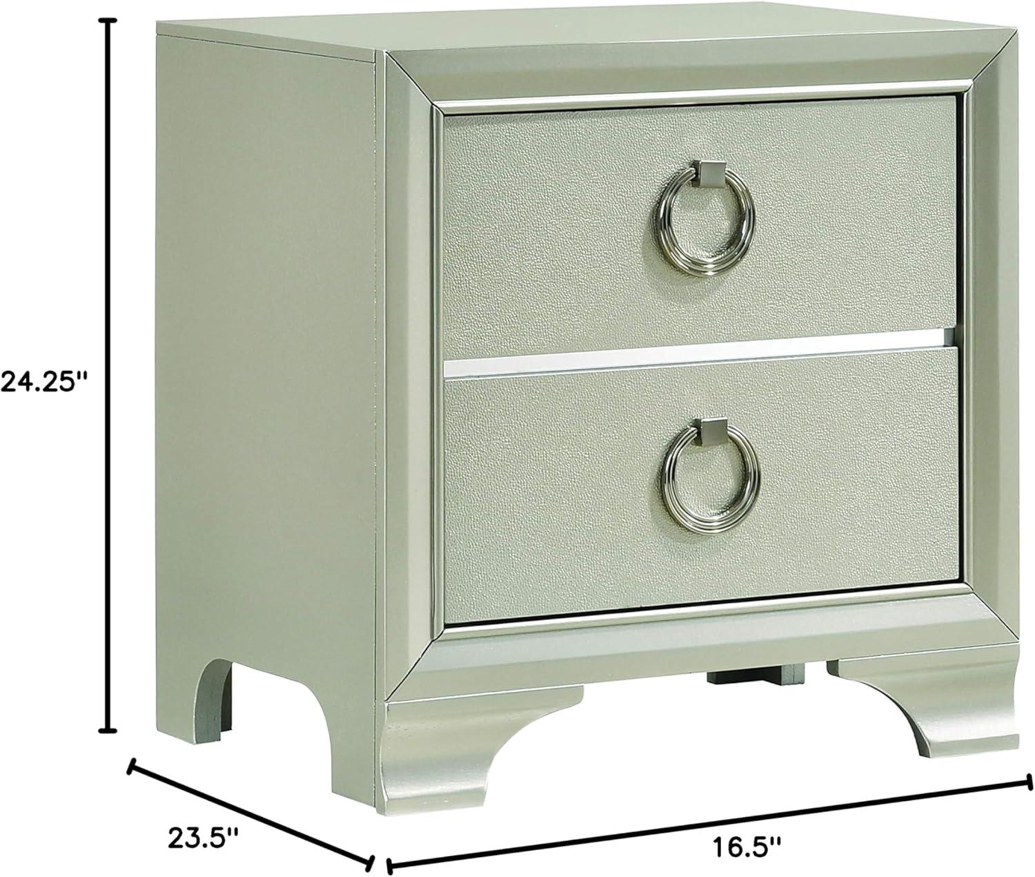 Salford 2-drawer Nightstand Metallic Sterling