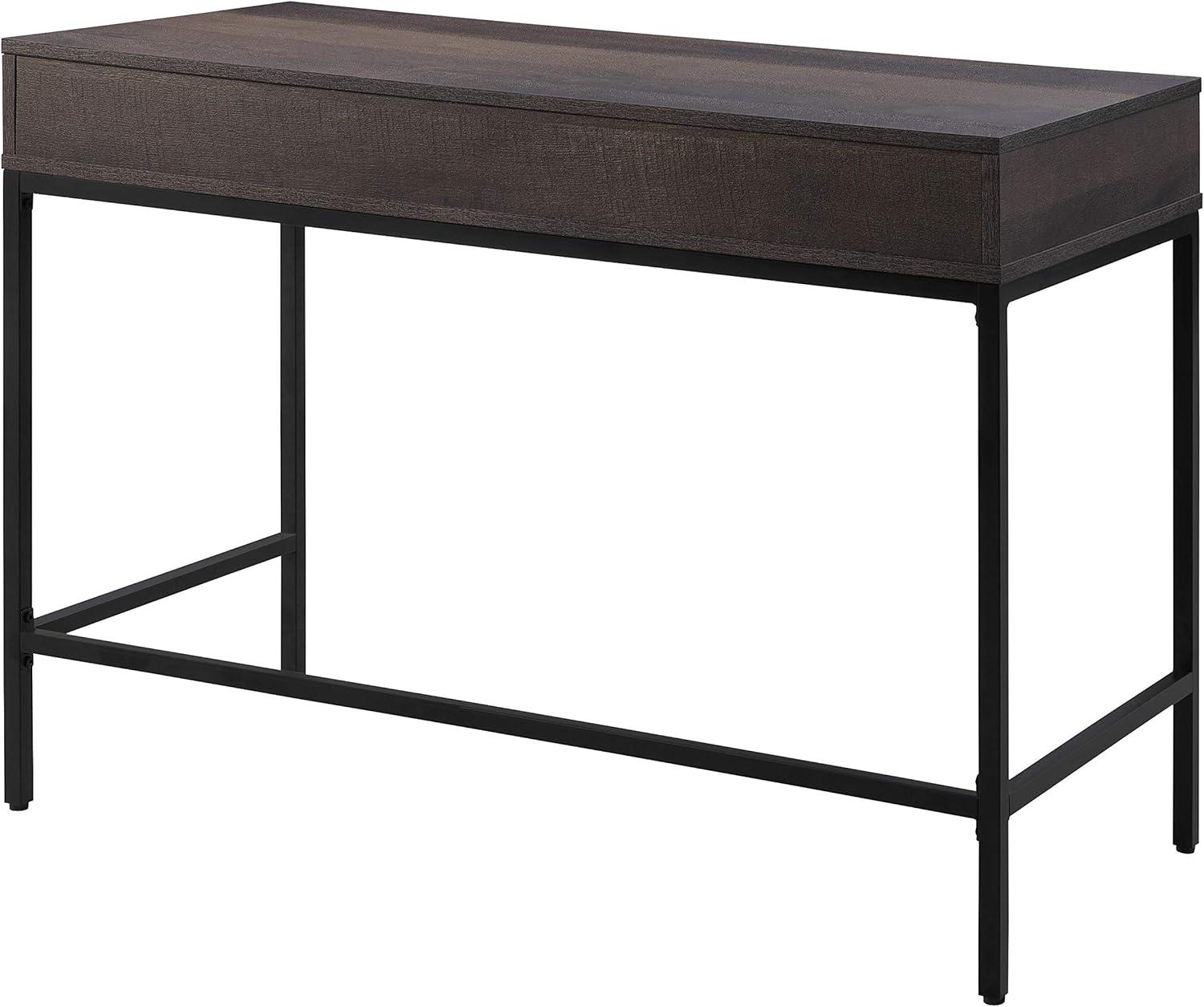 Contempo 40-Inch Desk with Drawer and Shelf in Brown Wood Grain Finish