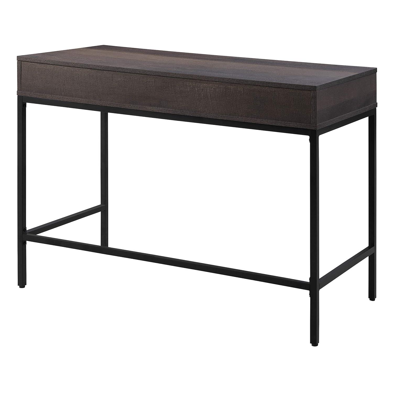 Contempo 40-Inch Desk with Drawer and Shelf in Brown Wood Grain Finish