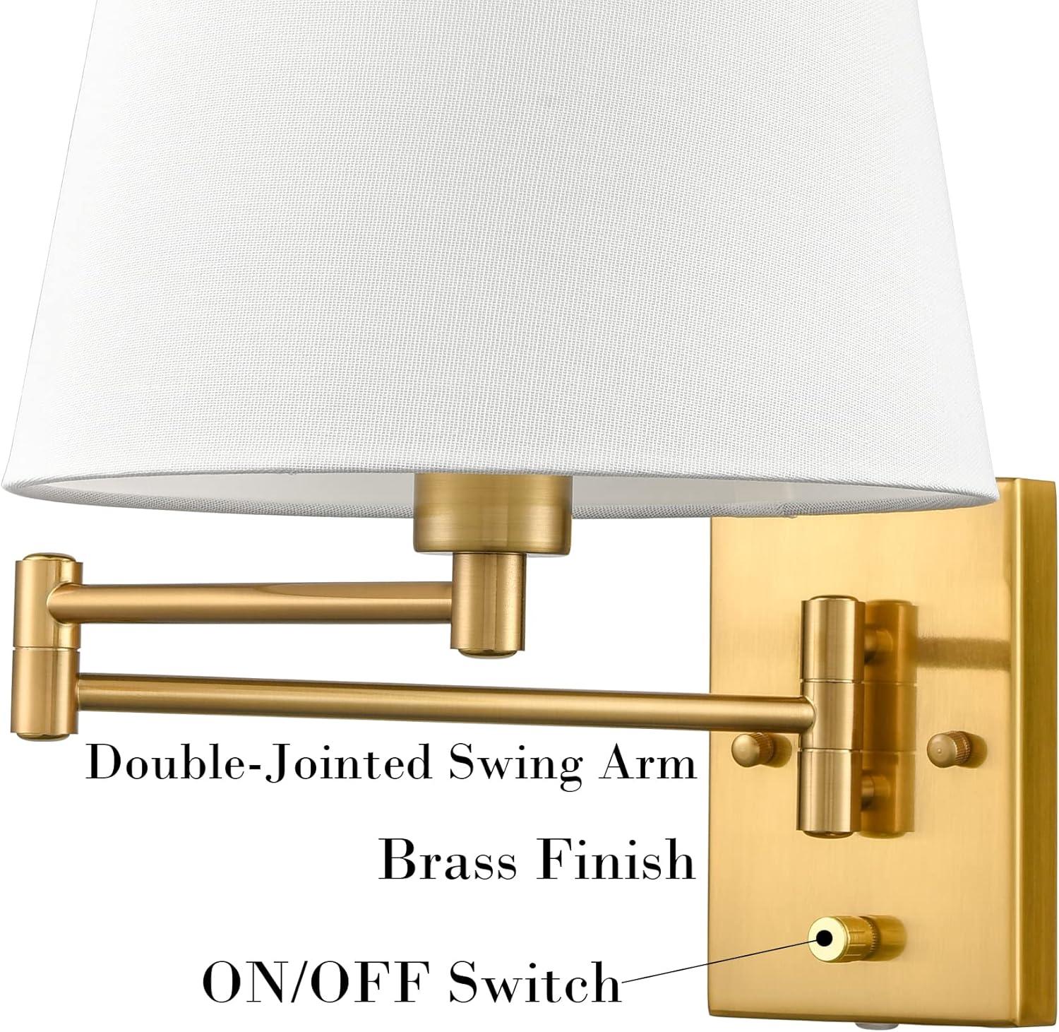 Modern Swing Arm Wall Sconce Plug in Gold Wall Sconces Set of Two Reading Light