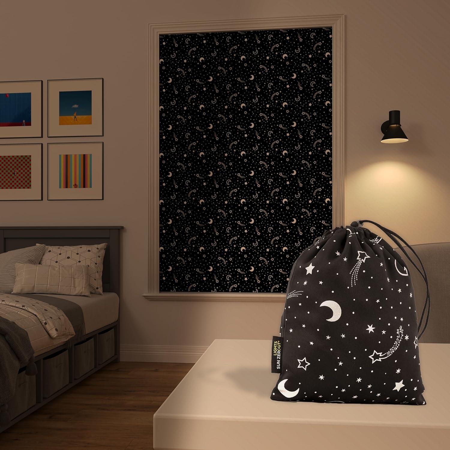 Starry Night Blackout Polyester Kids Window Panel