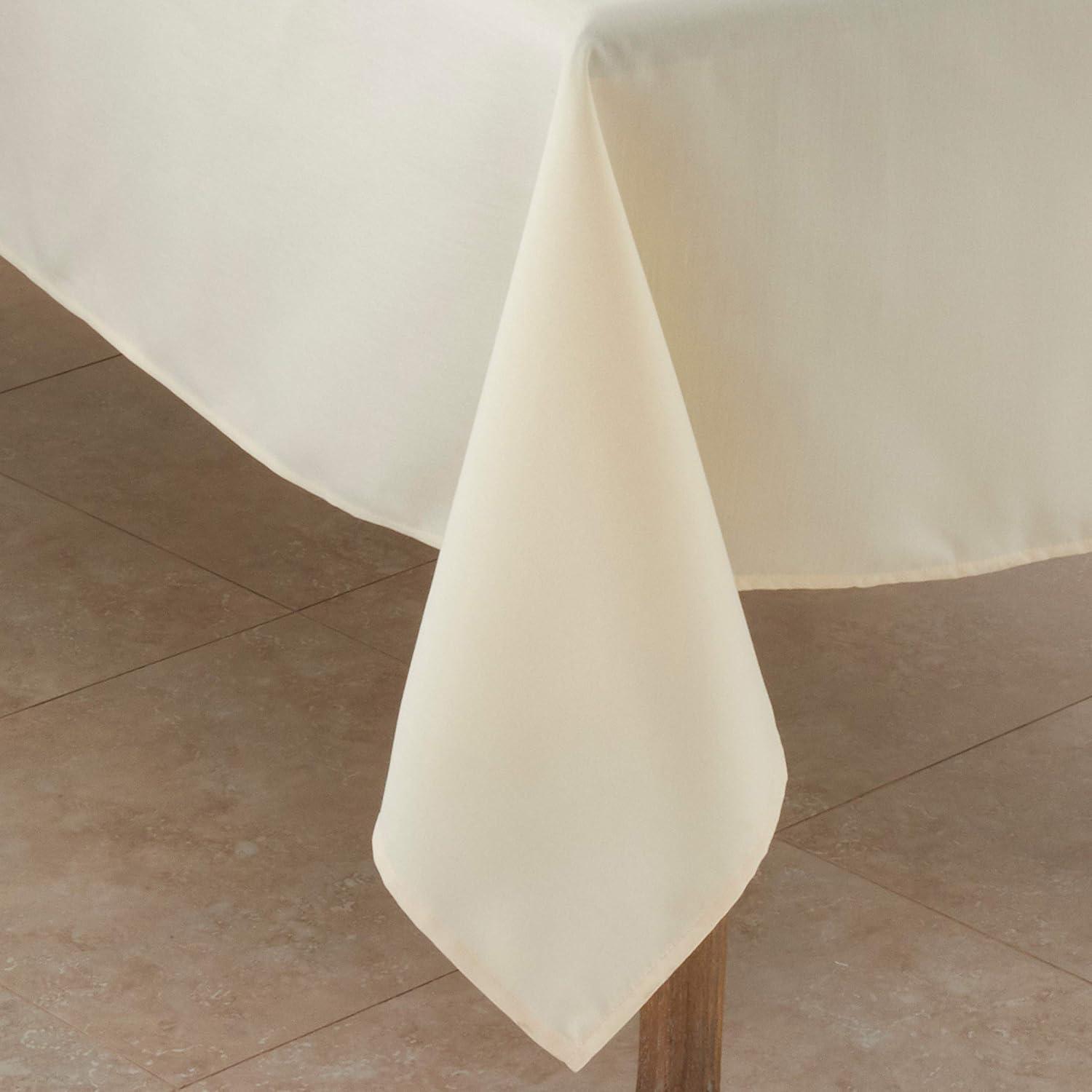 Saro Lifestyle Solid Color Everyday Tablecloth, Ivory, 65" x 140"