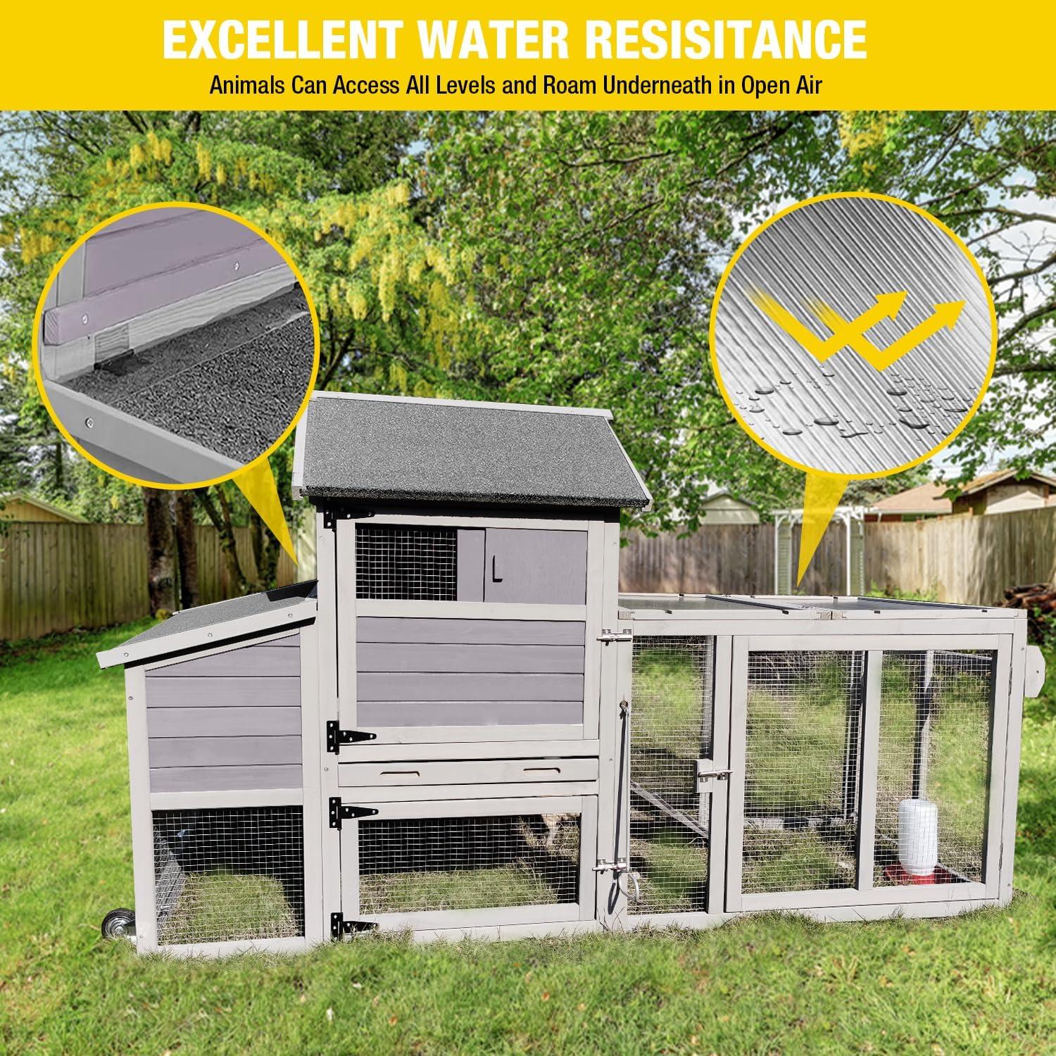 AIR72 Mobile Chicken Tractor Gray 80.7"L x 25.8"W x 44.1"H