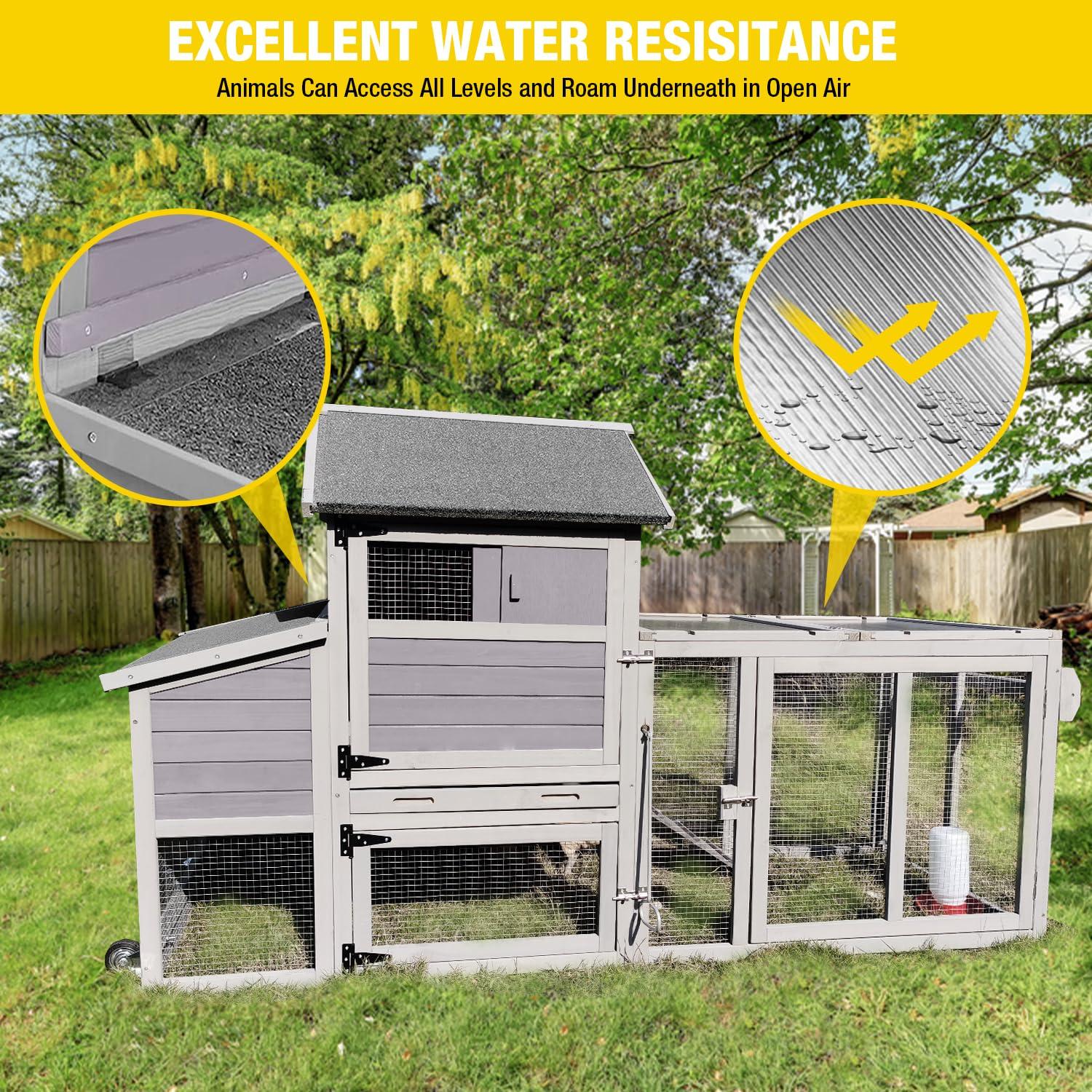 AIR72 Mobile Chicken Tractor Gray 80.7"L x 25.8"W x 44.1"H