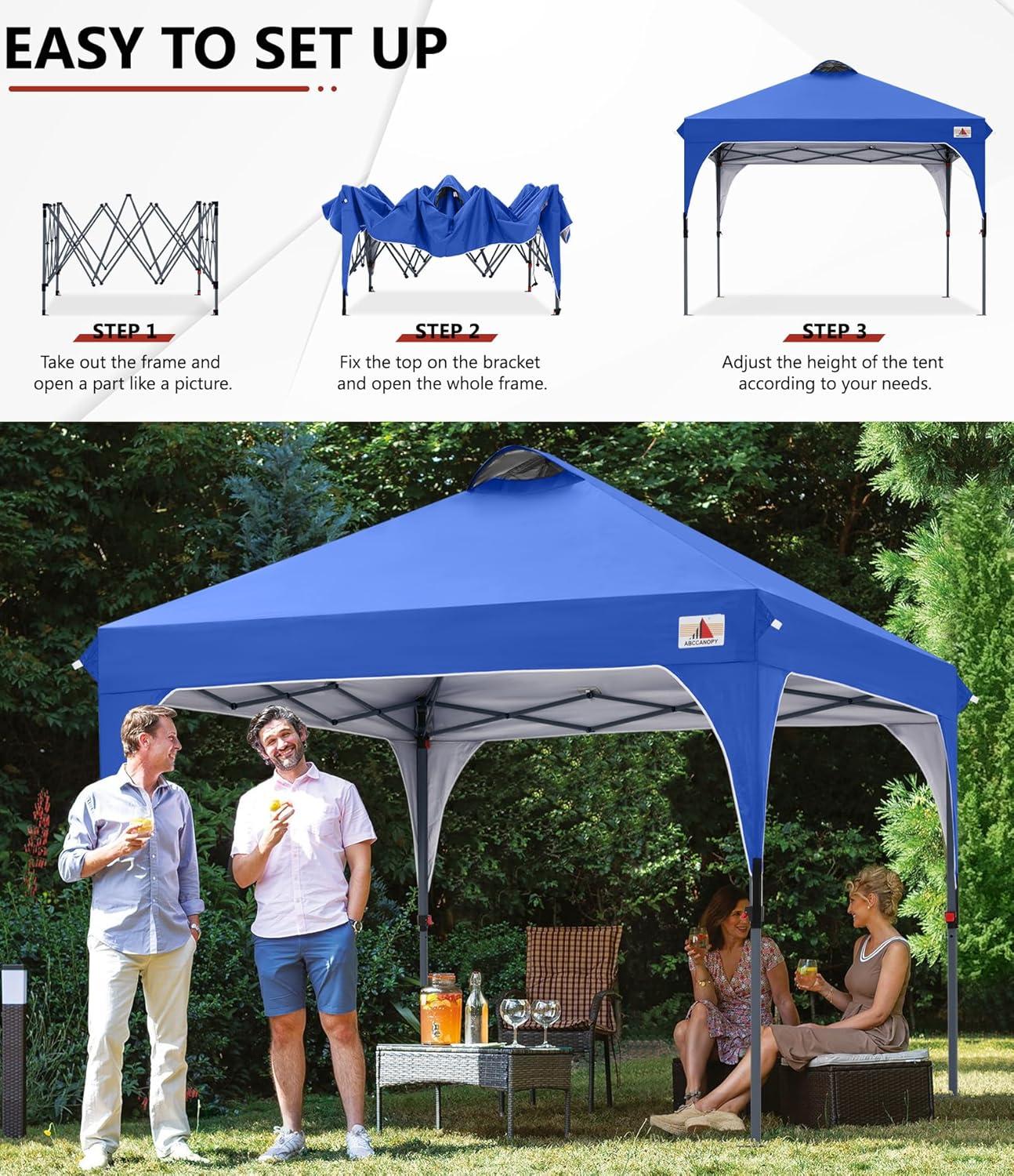 ABCCANOPY 10' x 10' Blue Outdoor Pop up Canopy Tent Camping Sun Shelter-Series