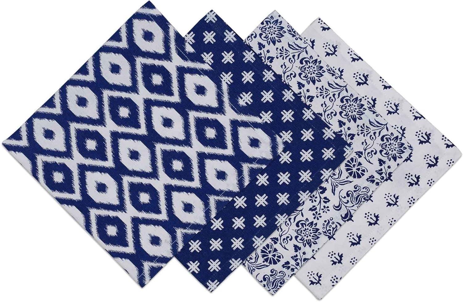 Design Imports 18" Square Modern Cotton Prints Napkin in Indigo (Set of 4)