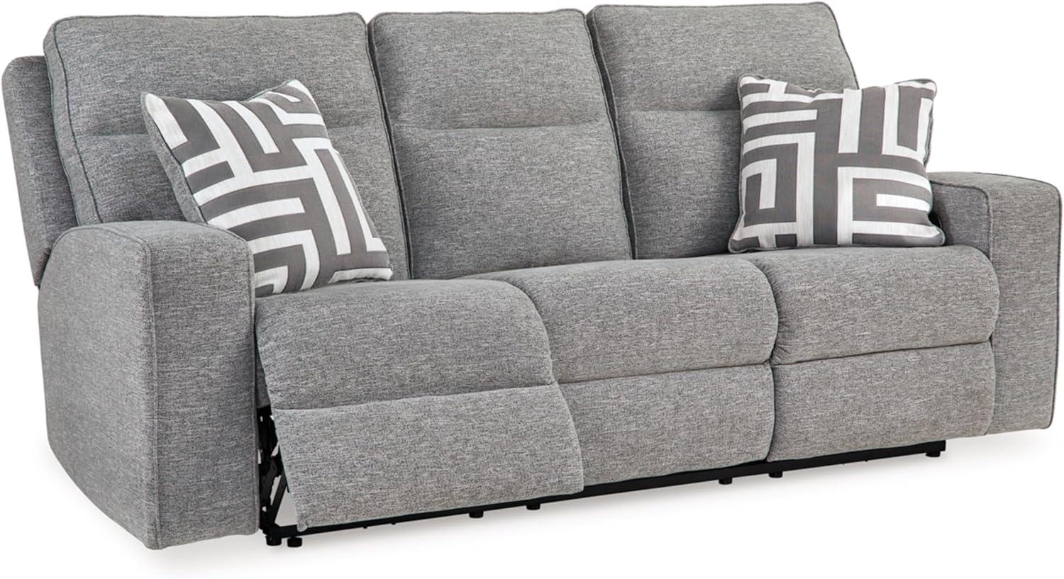 Gray Fabric Power Reclining Sectional Sofa with Adjustable Headrest