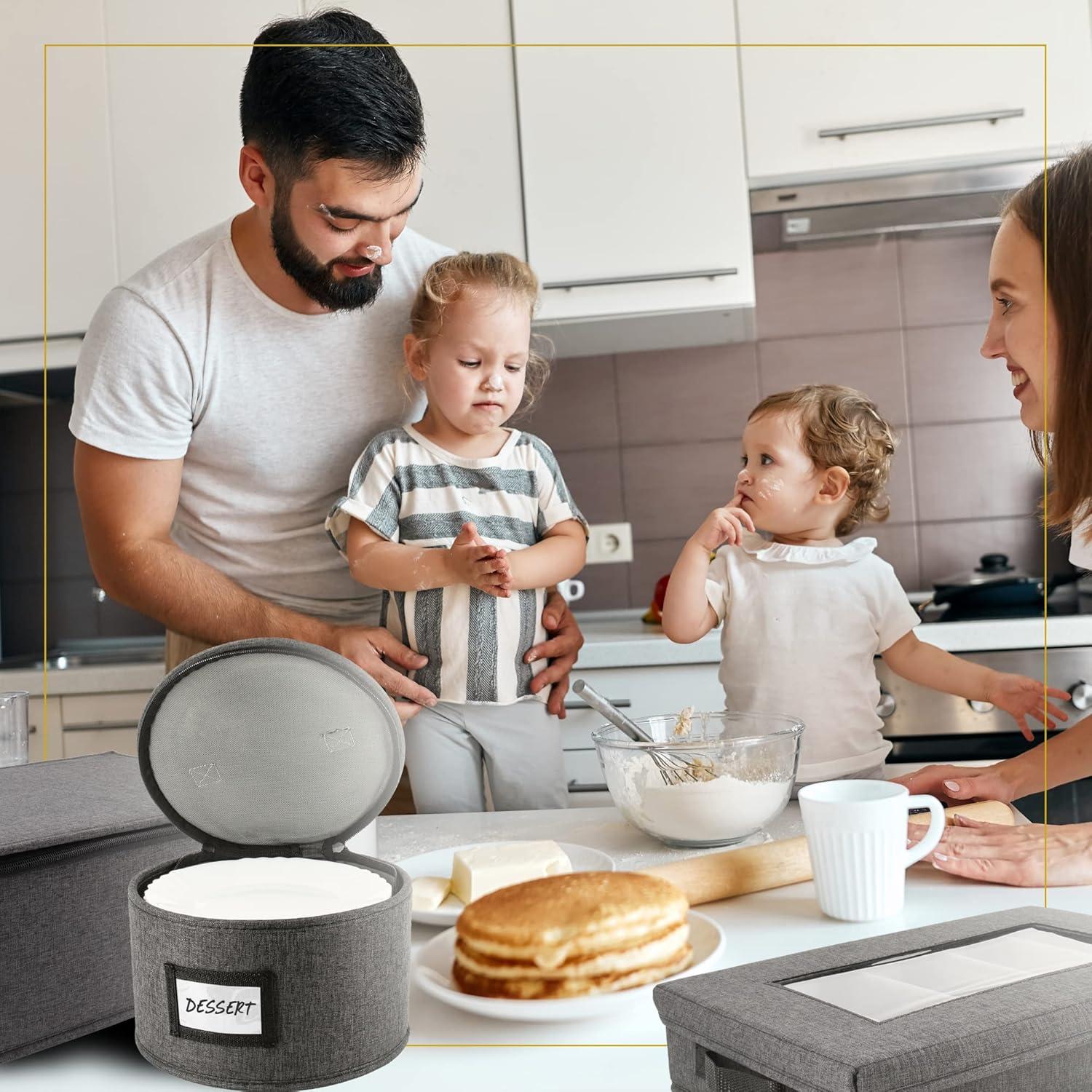 Gray 8-Piece Hard Shell China Storage Set with Lids