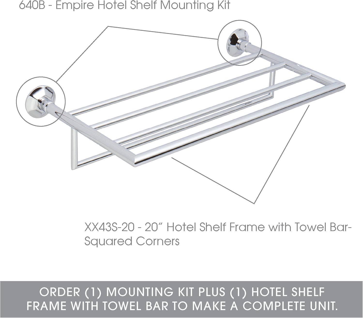 Polished Chrome 24" Hotel Shelf Frame with Towel Bar