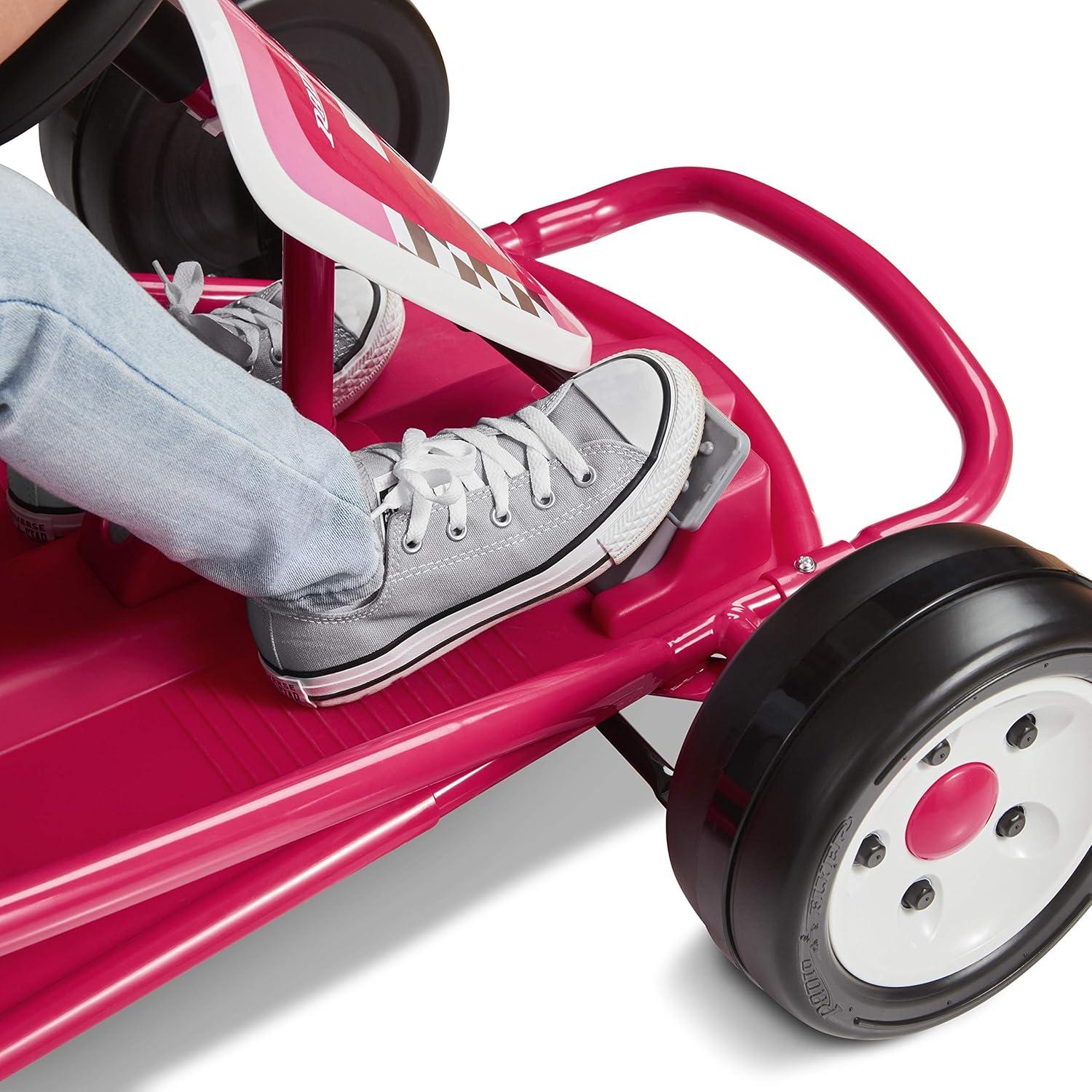 Radio Flyer Ultimate Go-Kart Kids Ride-On Toy, 24 Volts, Outdoor Fun with 3 Speed Settings and Automatic Braking, Pink