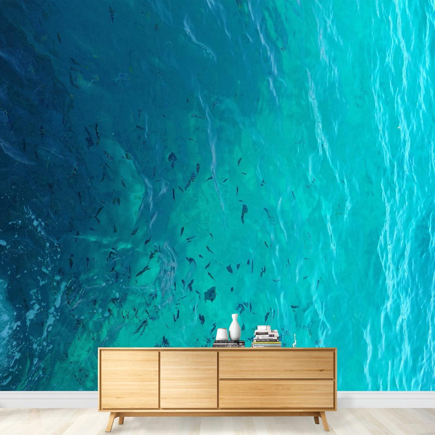 wall26 - Clear Water Ocean - Removable Wall Mural | Self-Adhesive Large Wallpaper - 66x96 inches
