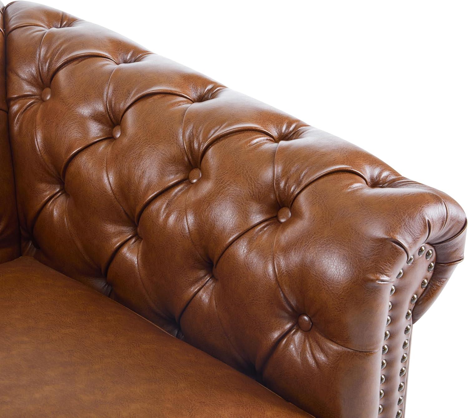 Christopher Knight Home Swivel Scrolled Armchair, Nailhead Accent Chair, Comfortable Single Sofa Chair with Tufted Button Backrest Design, Cognac