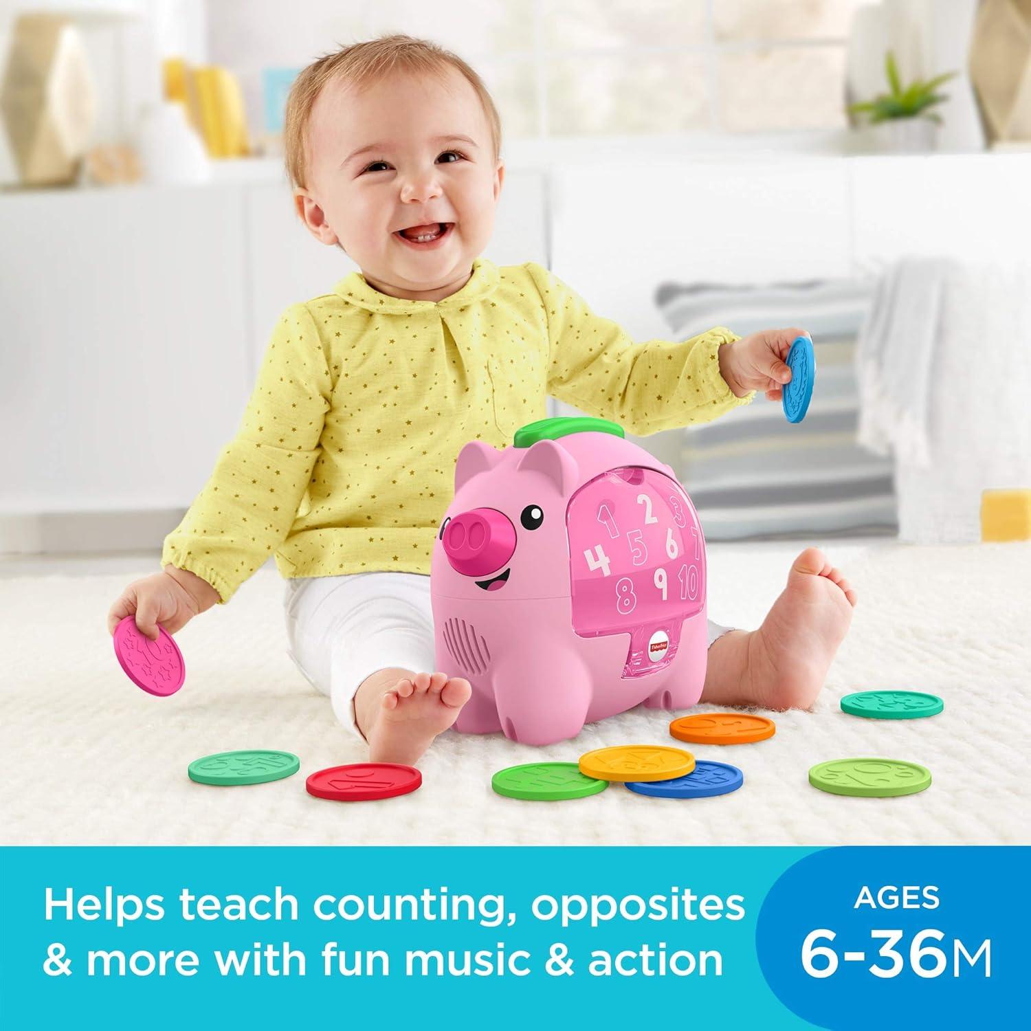 Fisher-Price Laugh & Learn Count & Rumble Piggy Bank Baby & Toddler Toy with Music & Motion