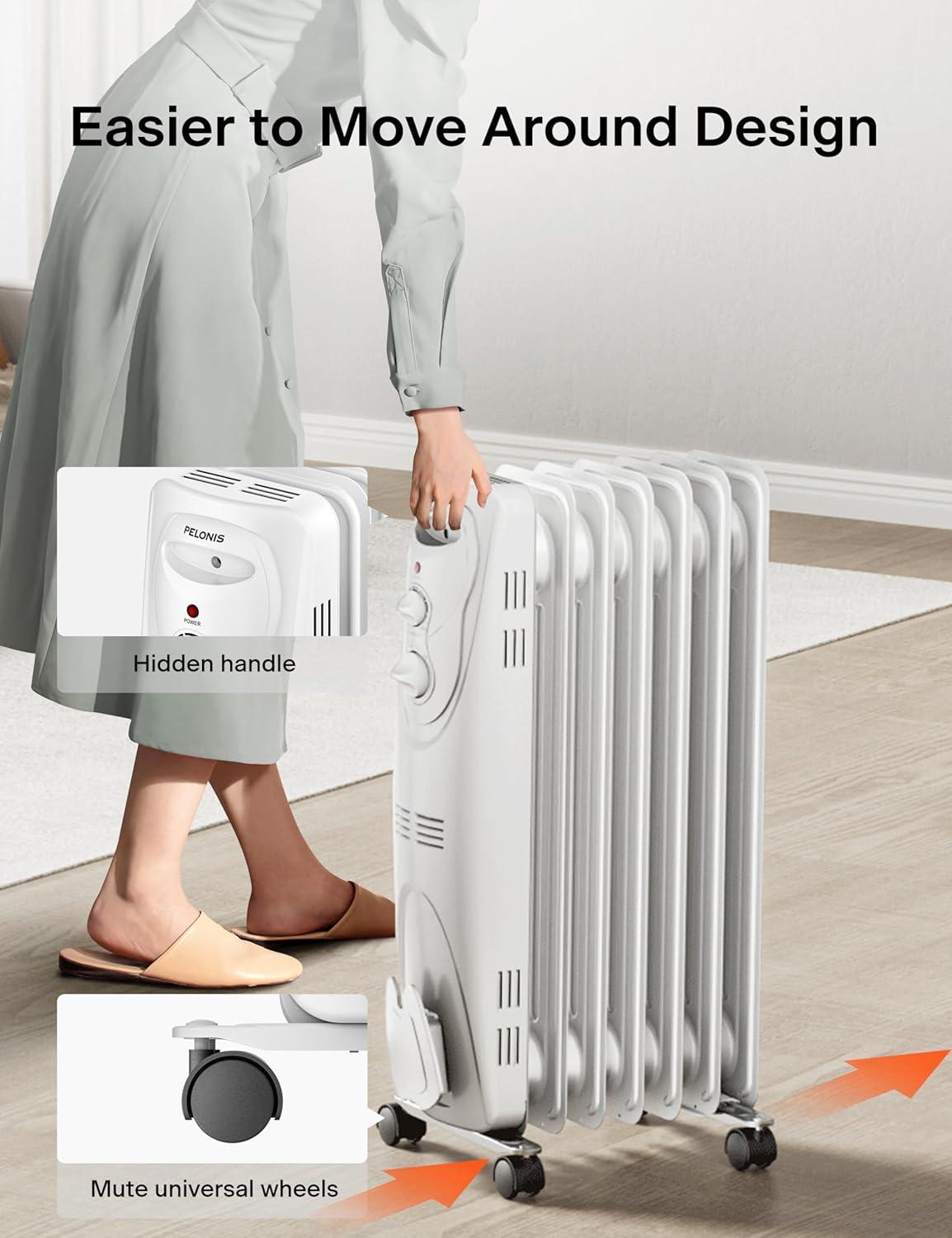 White Electric Oil-Filled Radiator Heater with Thermostat