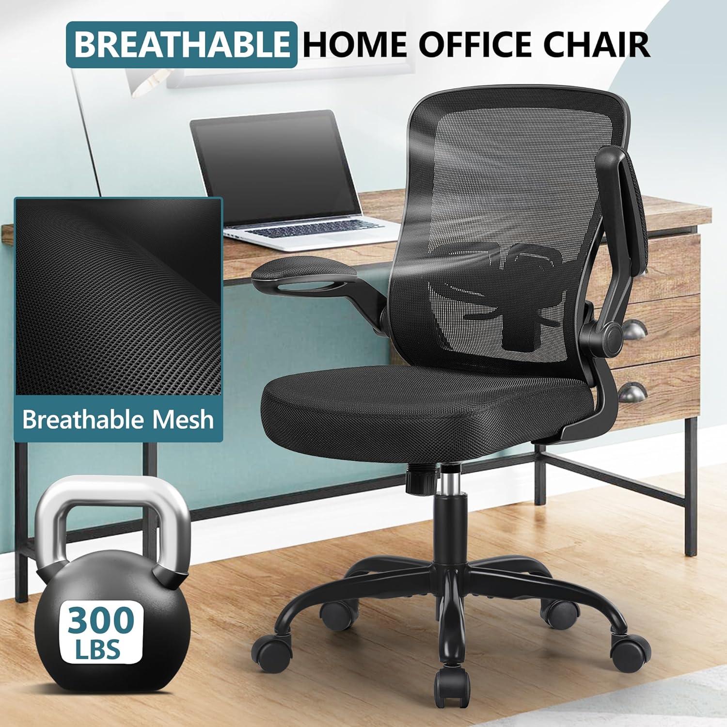 Ergonomic Black Mesh Office Chair with Adjustable Arms and Swivel Base