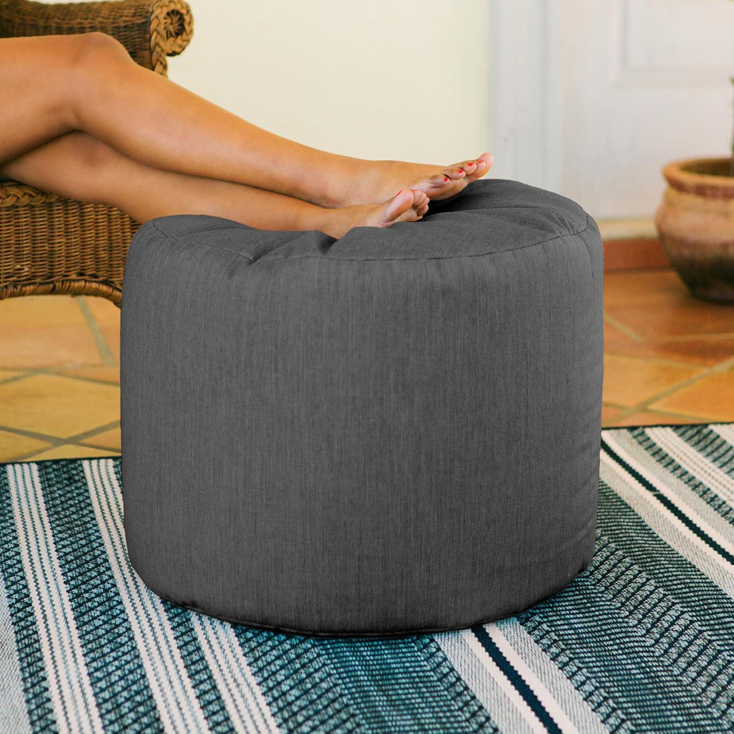 Jaxx Spring Indoor / Outdoor Bean Bag Pouf Ottoman, Sunbrella Slate